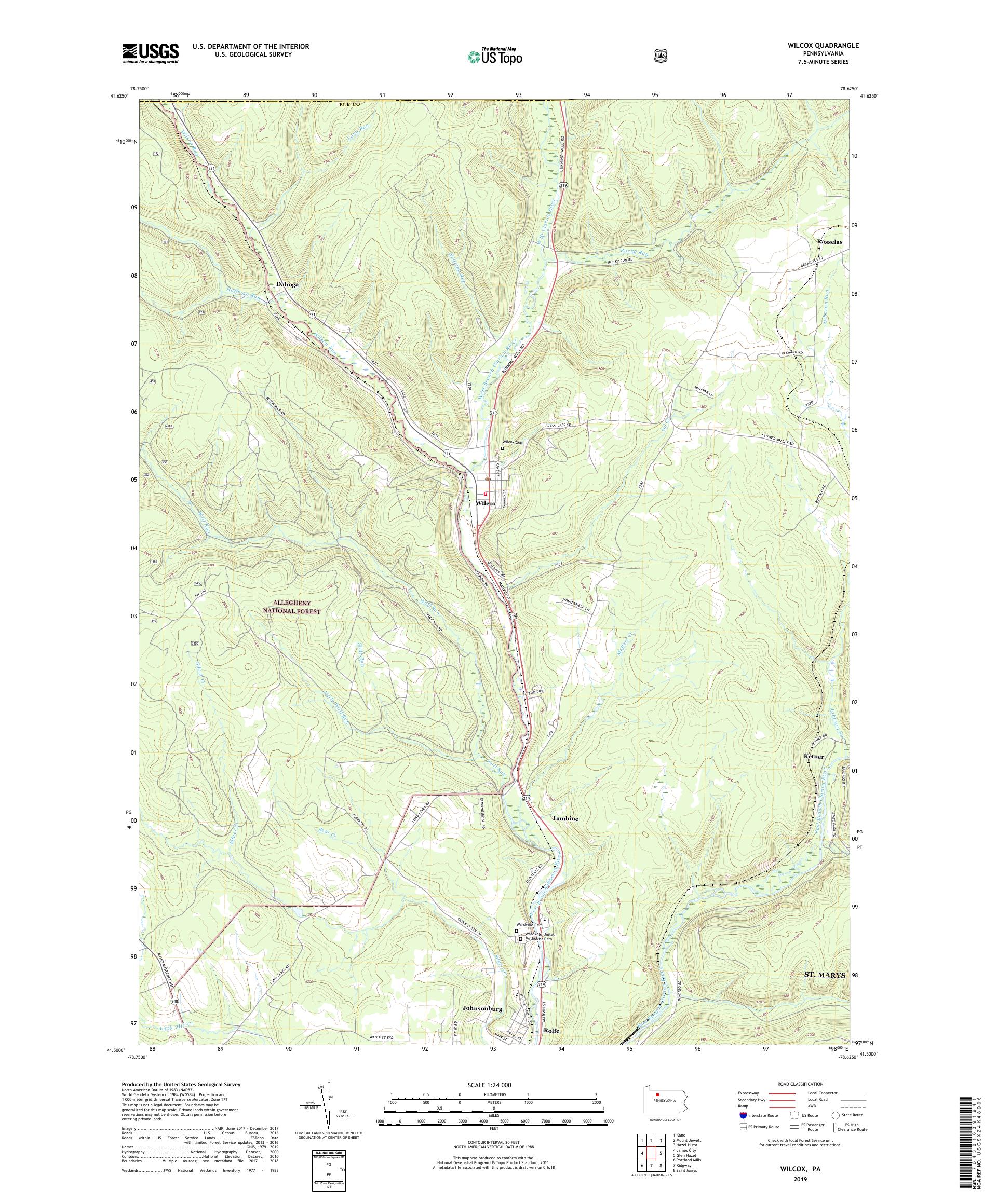 Wilcox Pennsylvania US Topo Map – MyTopo Map Store