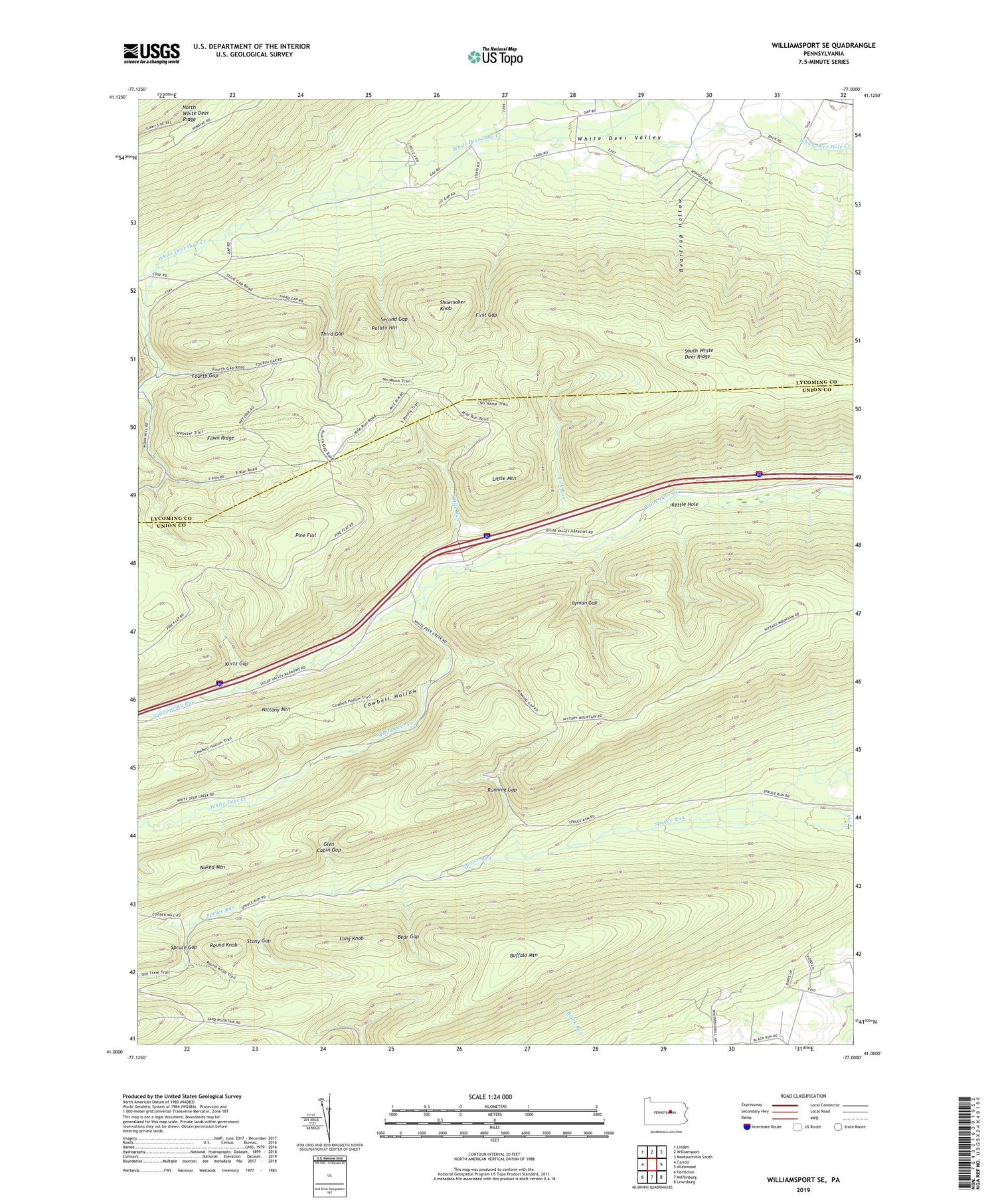 Williamsport SE Pennsylvania US Topo Map Image