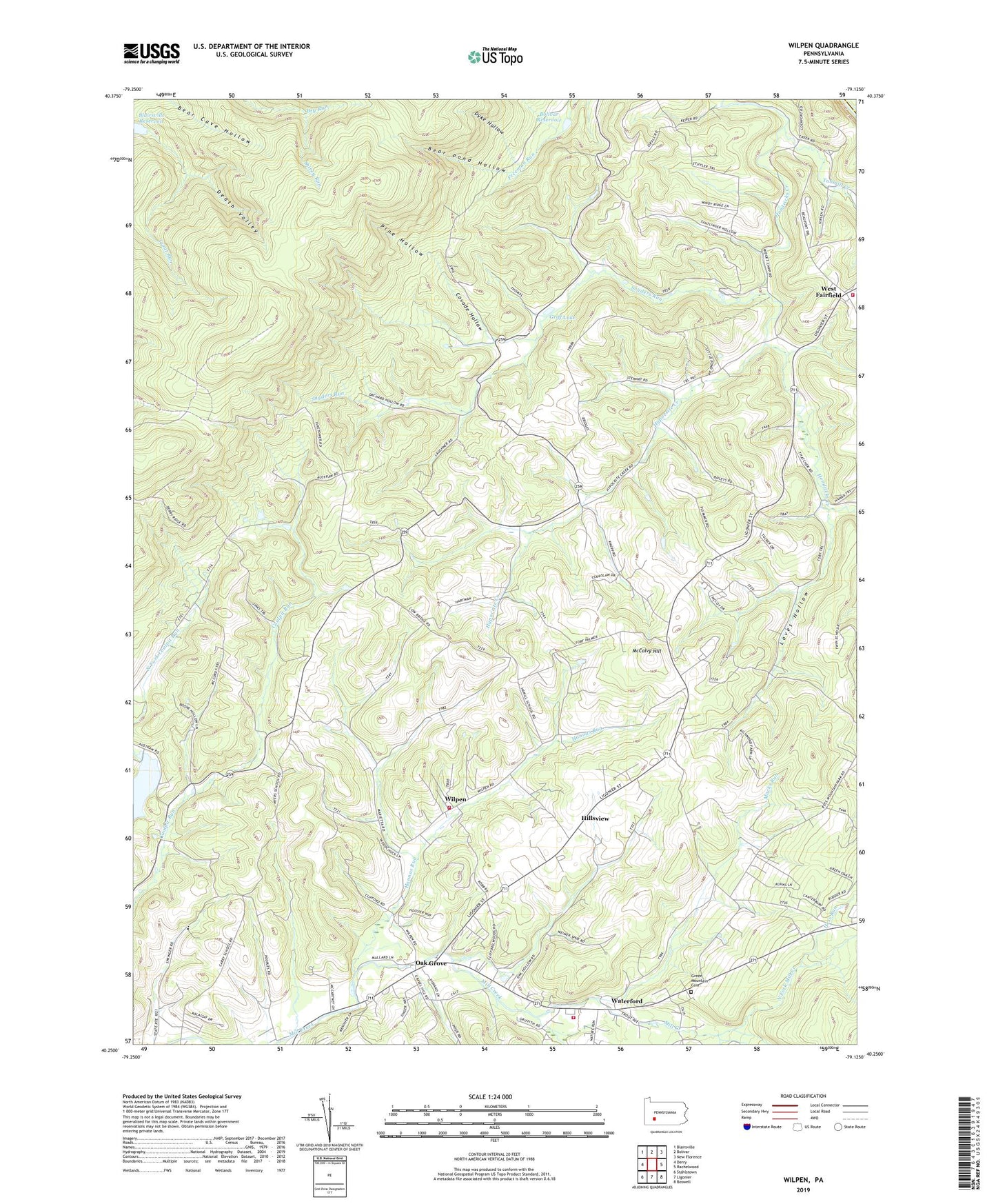 Wilpen Pennsylvania US Topo Map Image