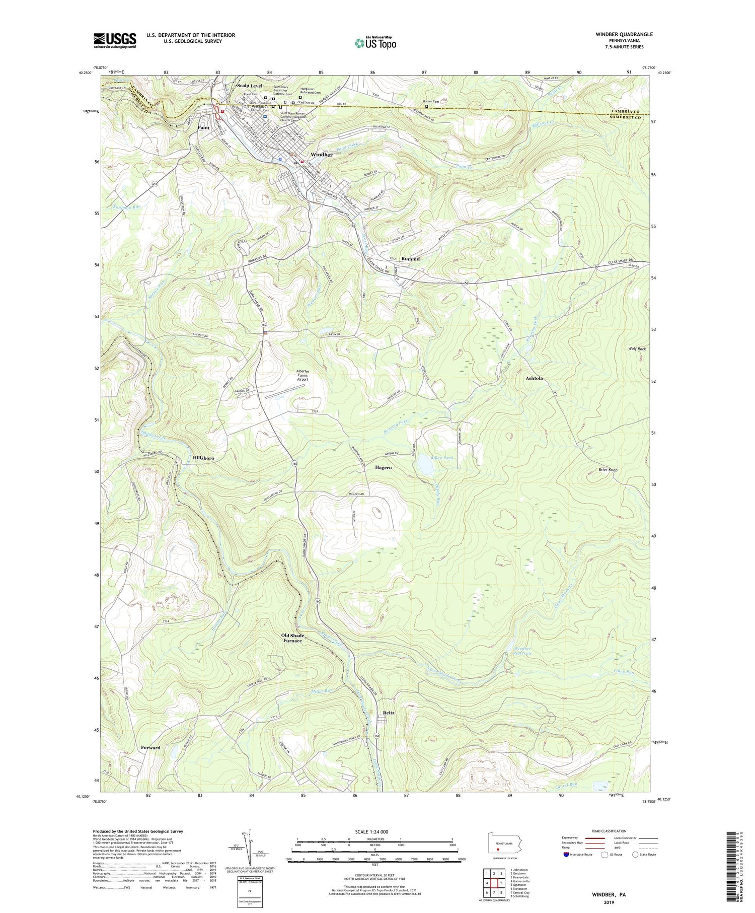 Windber Pennsylvania US Topo Map Image