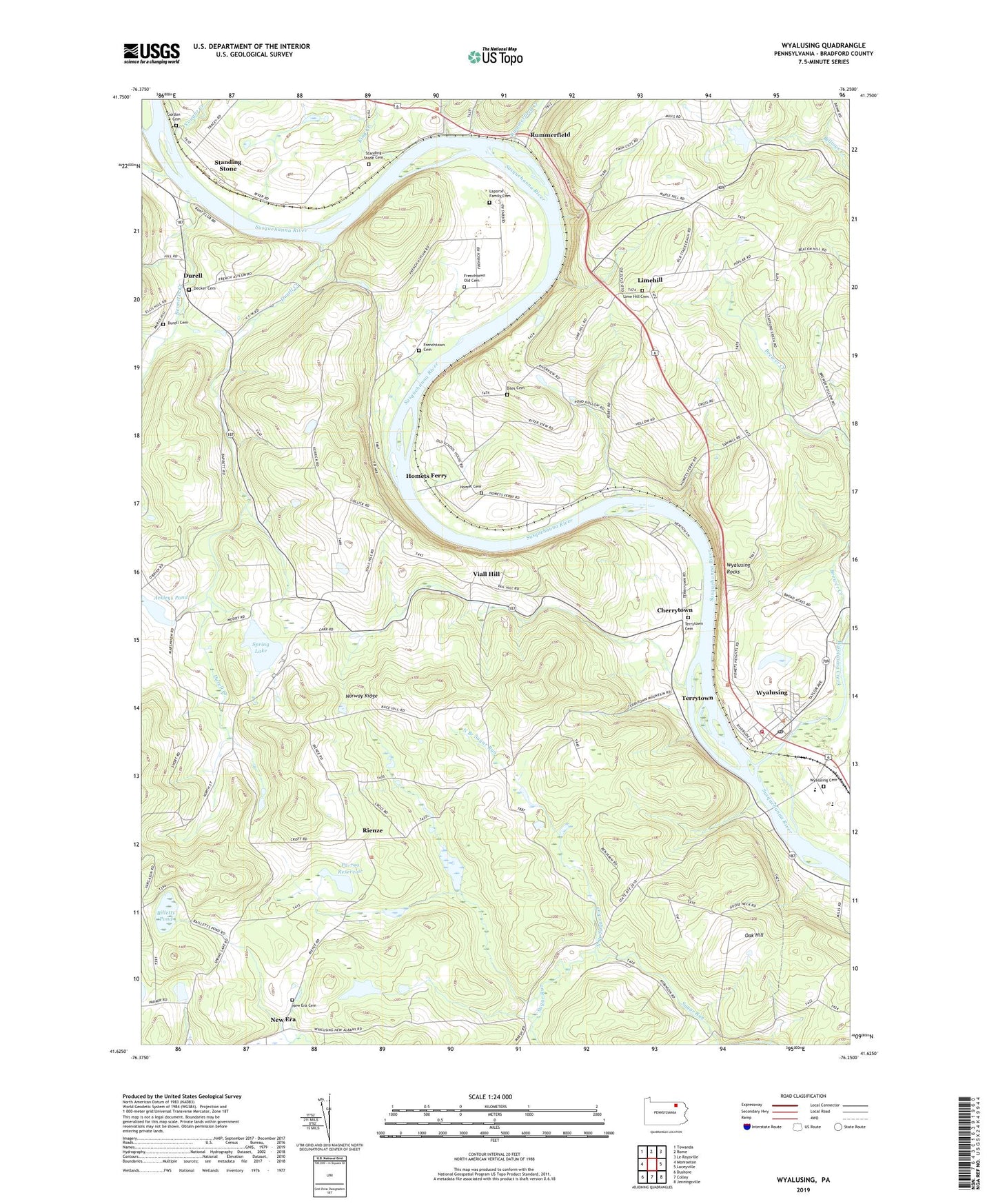 Wyalusing Pennsylvania US Topo Map Image