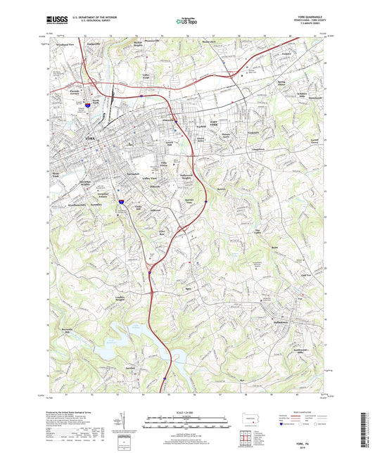 York Pennsylvania US Topo Map Image