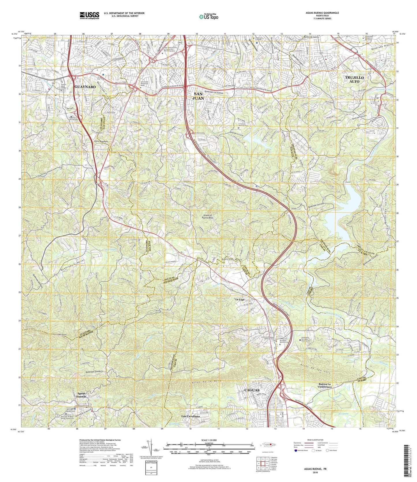 Aguas Buenas Puerto Rico US Topo Map Image