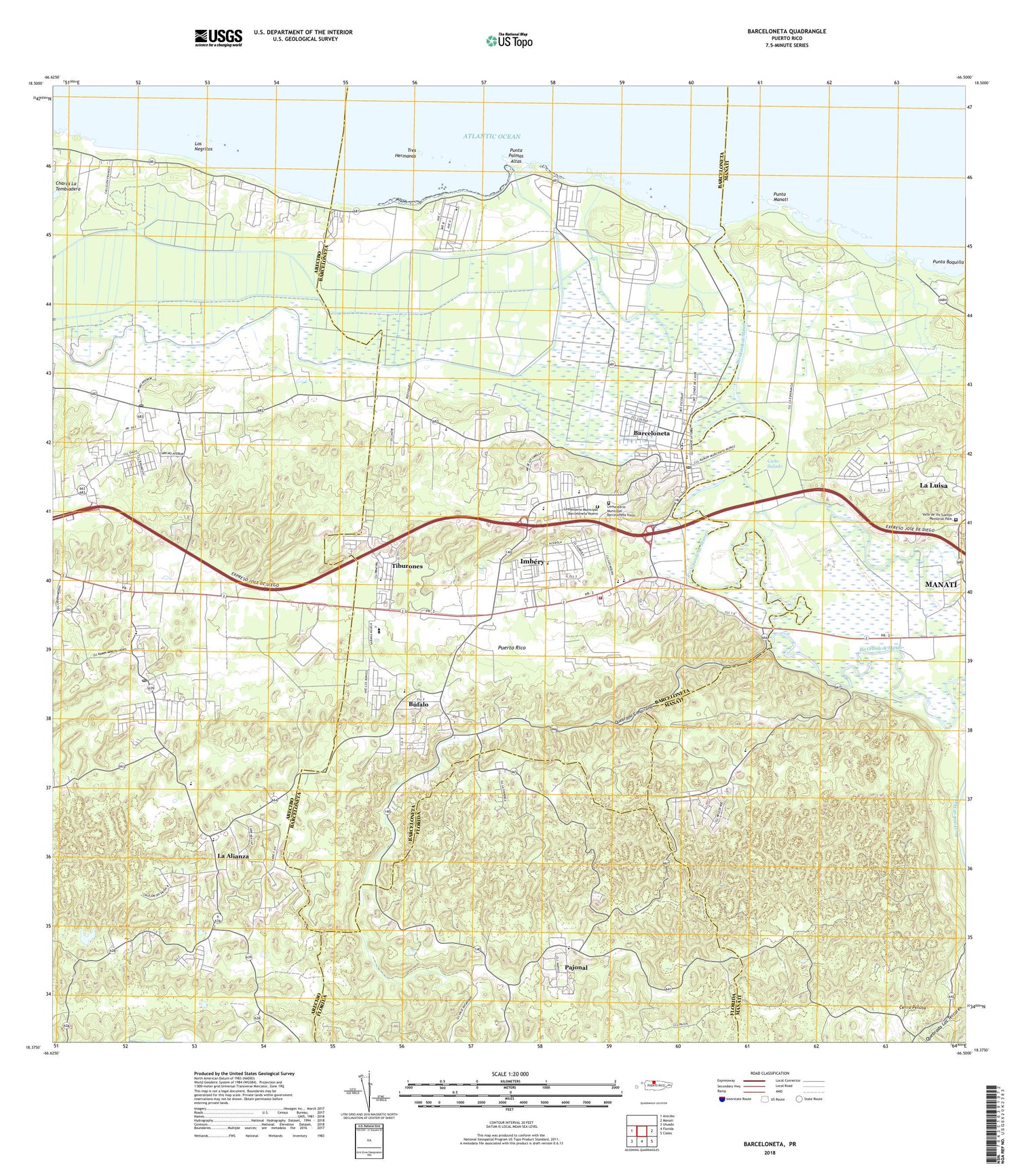 Barceloneta Puerto Rico US Topo Map Image