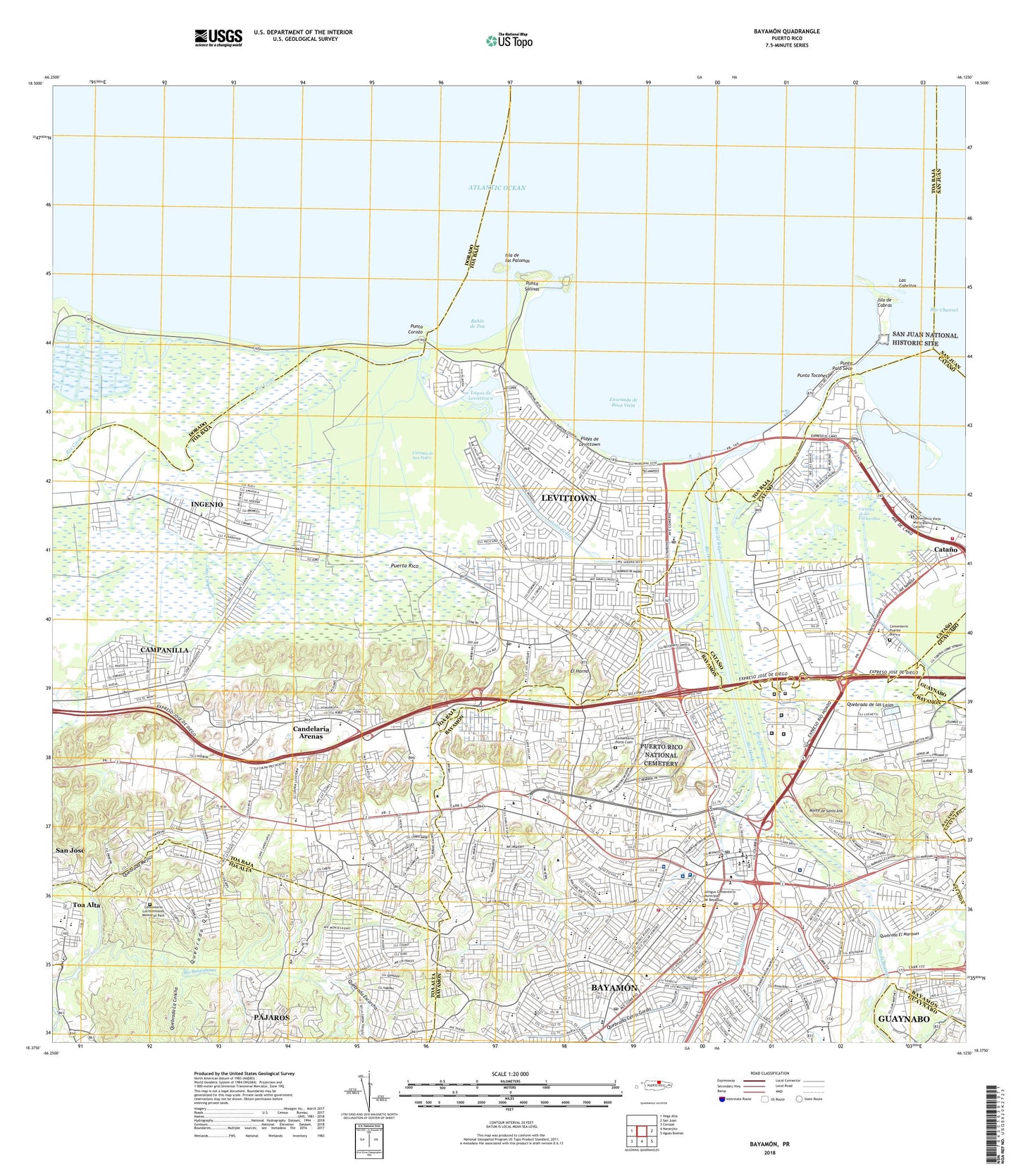 Bayamon Puerto Rico US Topo Map Image