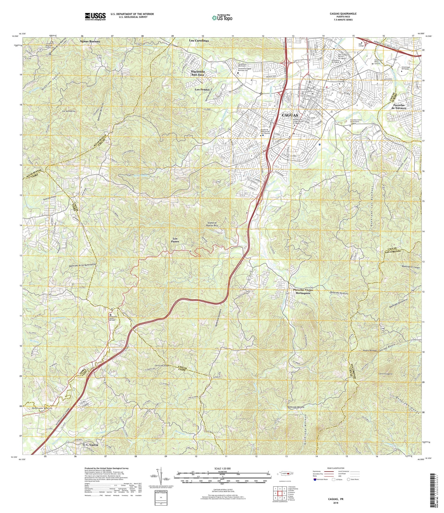 Caguas Puerto Rico US Topo Map Image