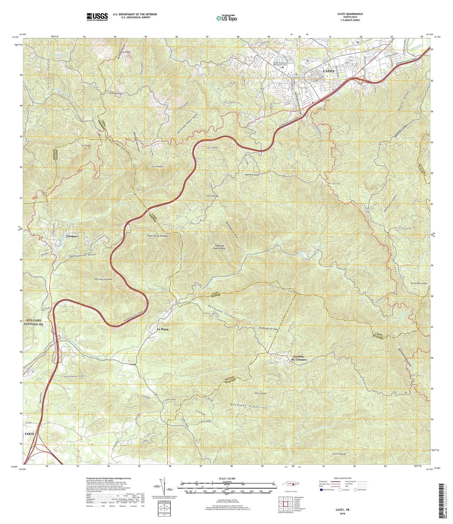 Cayey Puerto Rico US Topo Map Image