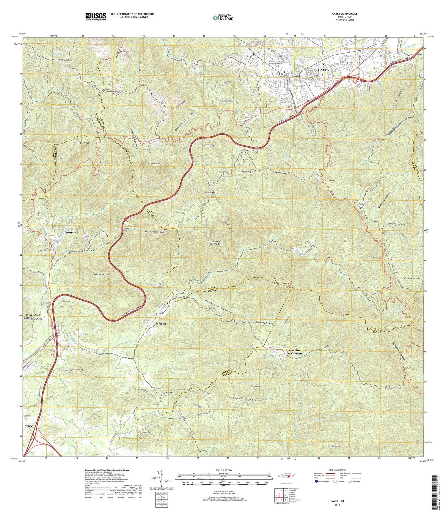 Cayey Puerto Rico US Topo Map Image