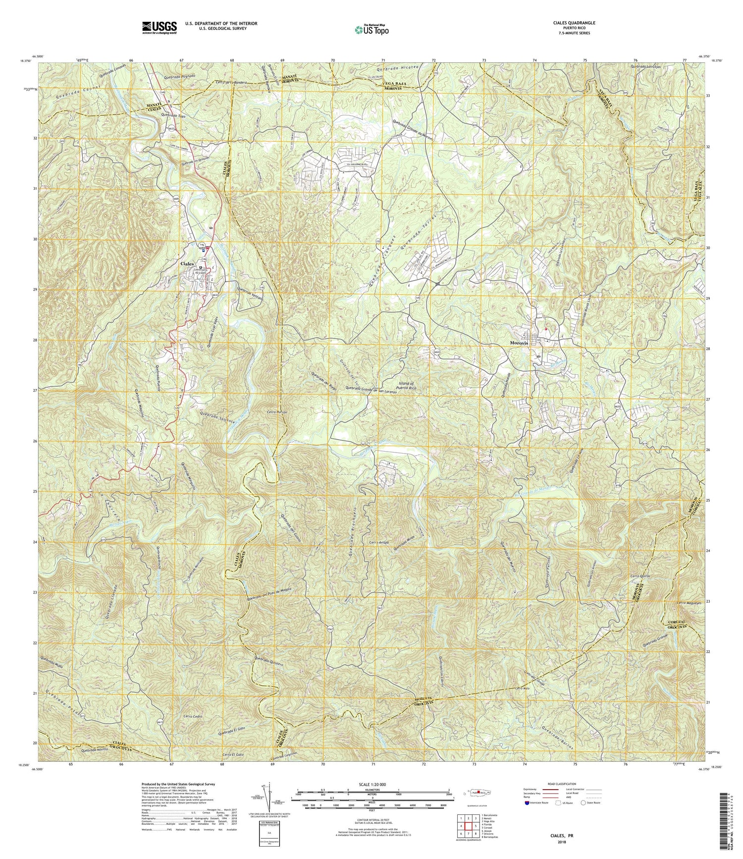 Ciales Puerto Rico US Topo Map Image