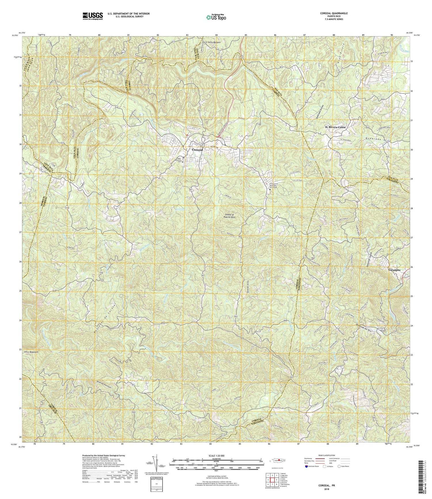 Corozal Puerto Rico US Topo Map Image
