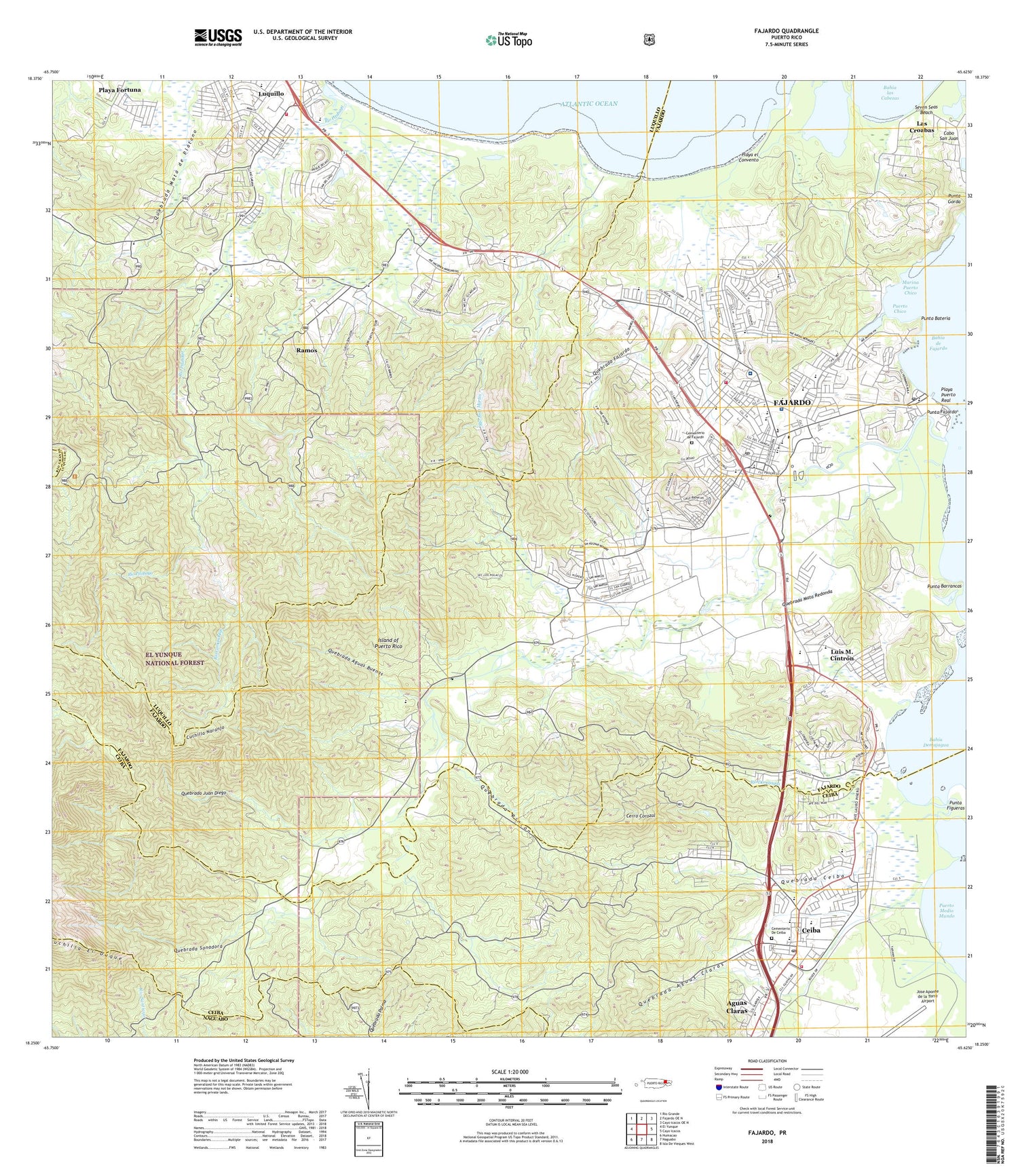 Fajardo Puerto Rico US Topo Map Image