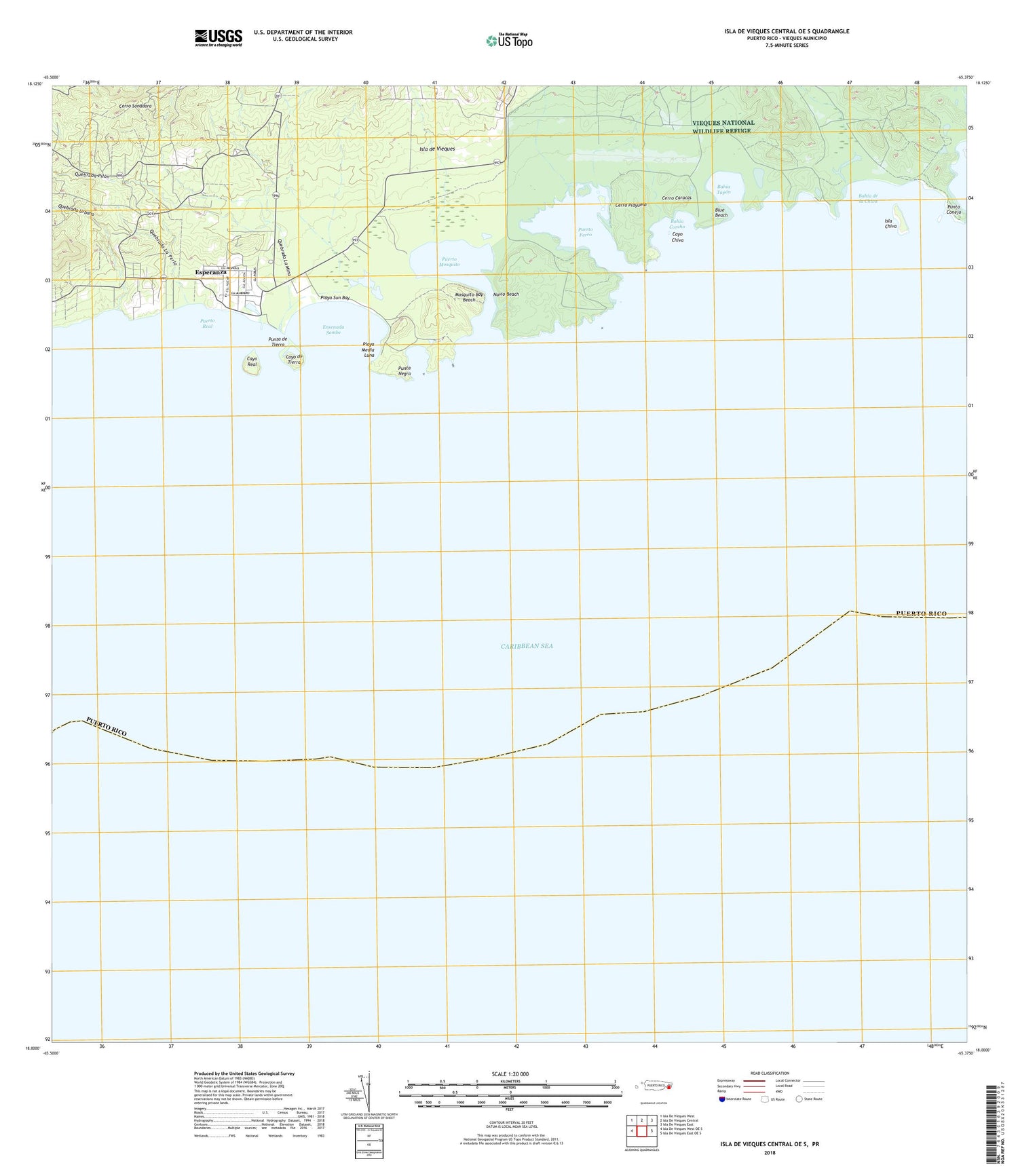 Isla De Vieques Central OE S Puerto Rico US Topo Map Image