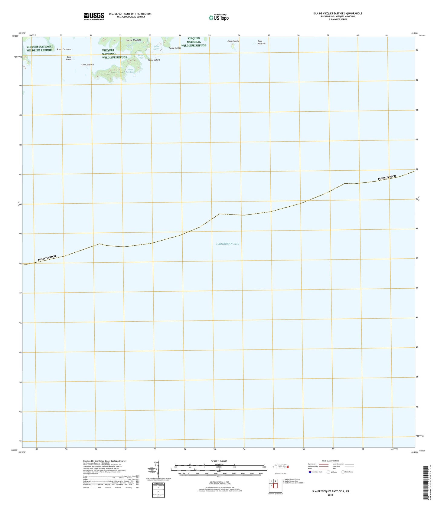 Isla De Vieques East OE S Puerto Rico US Topo Map Image