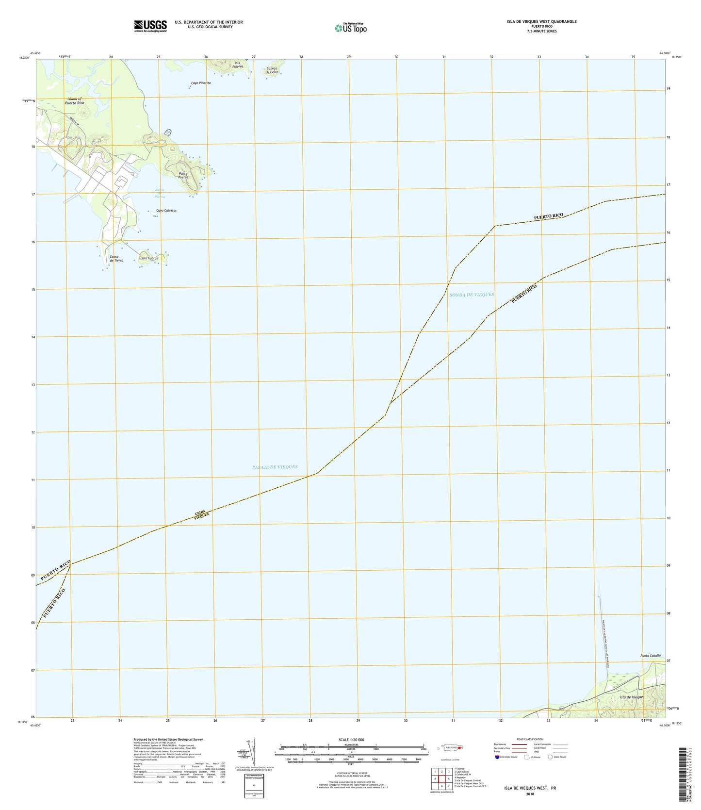 Isla De Vieques West Puerto Rico US Topo Map Image