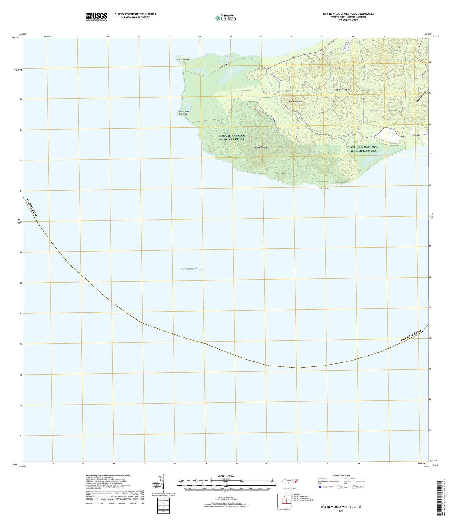 Isla De Vieques West OE S Puerto Rico US Topo Map Image