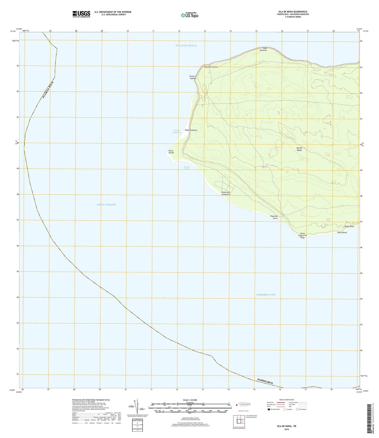 Isla de Mona Puerto Rico US Topo Map Image