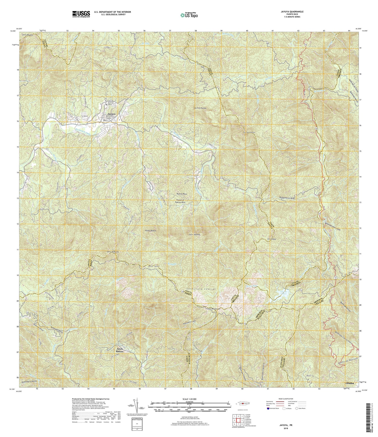 Jayuya Puerto Rico US Topo Map Image