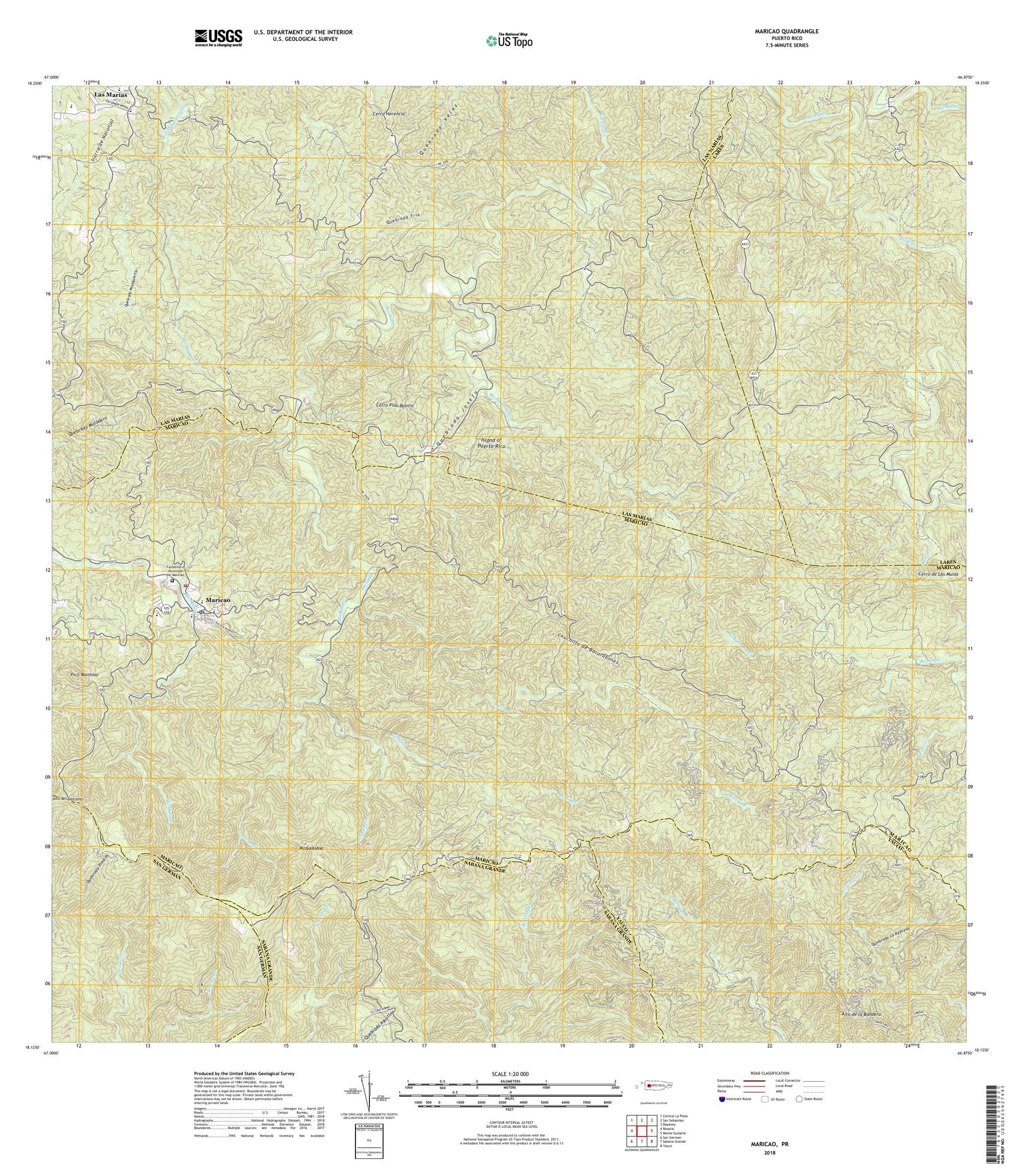 Maricao Puerto Rico US Topo Map Image