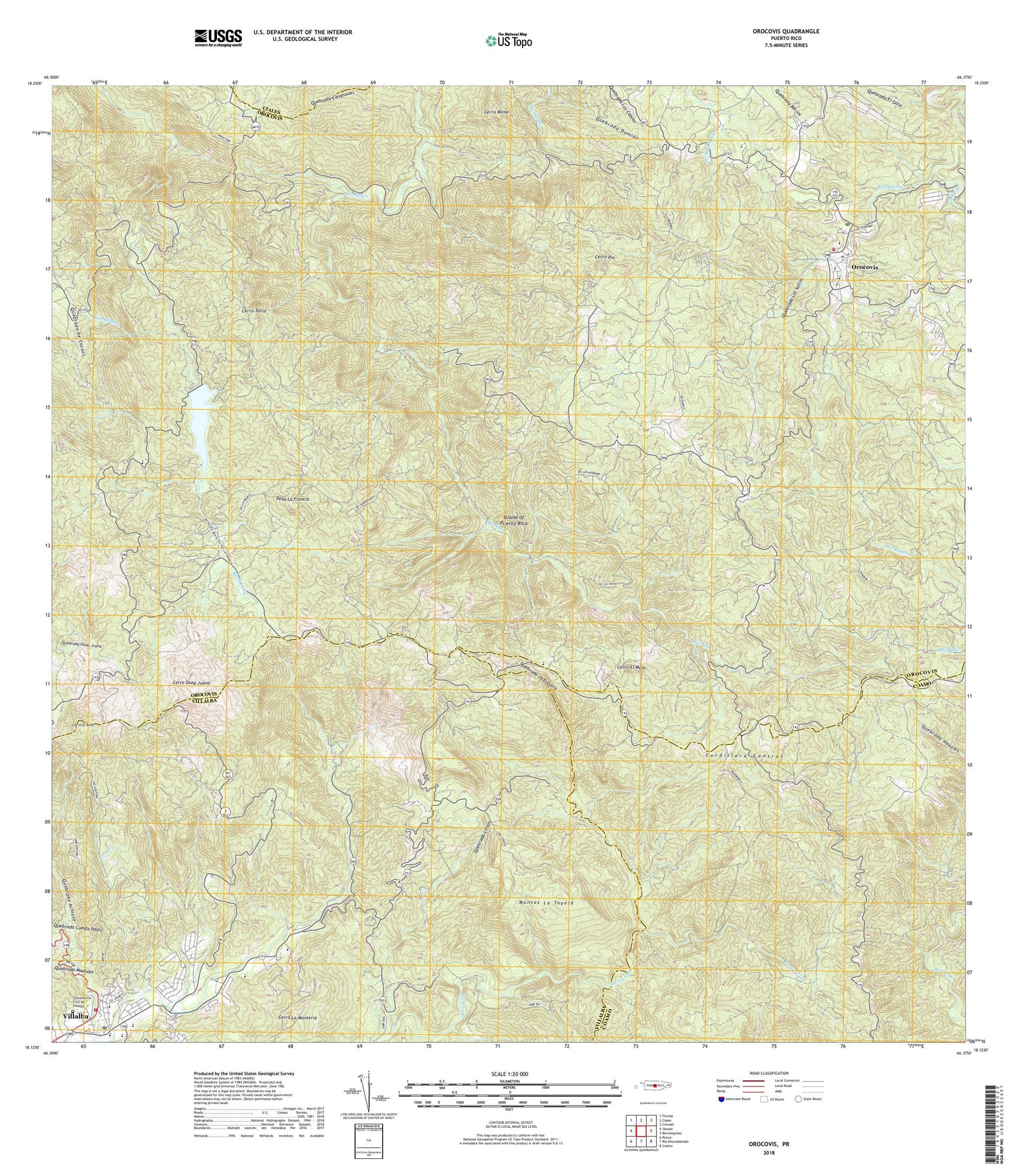 Orocovis Puerto Rico US Topo Map Image