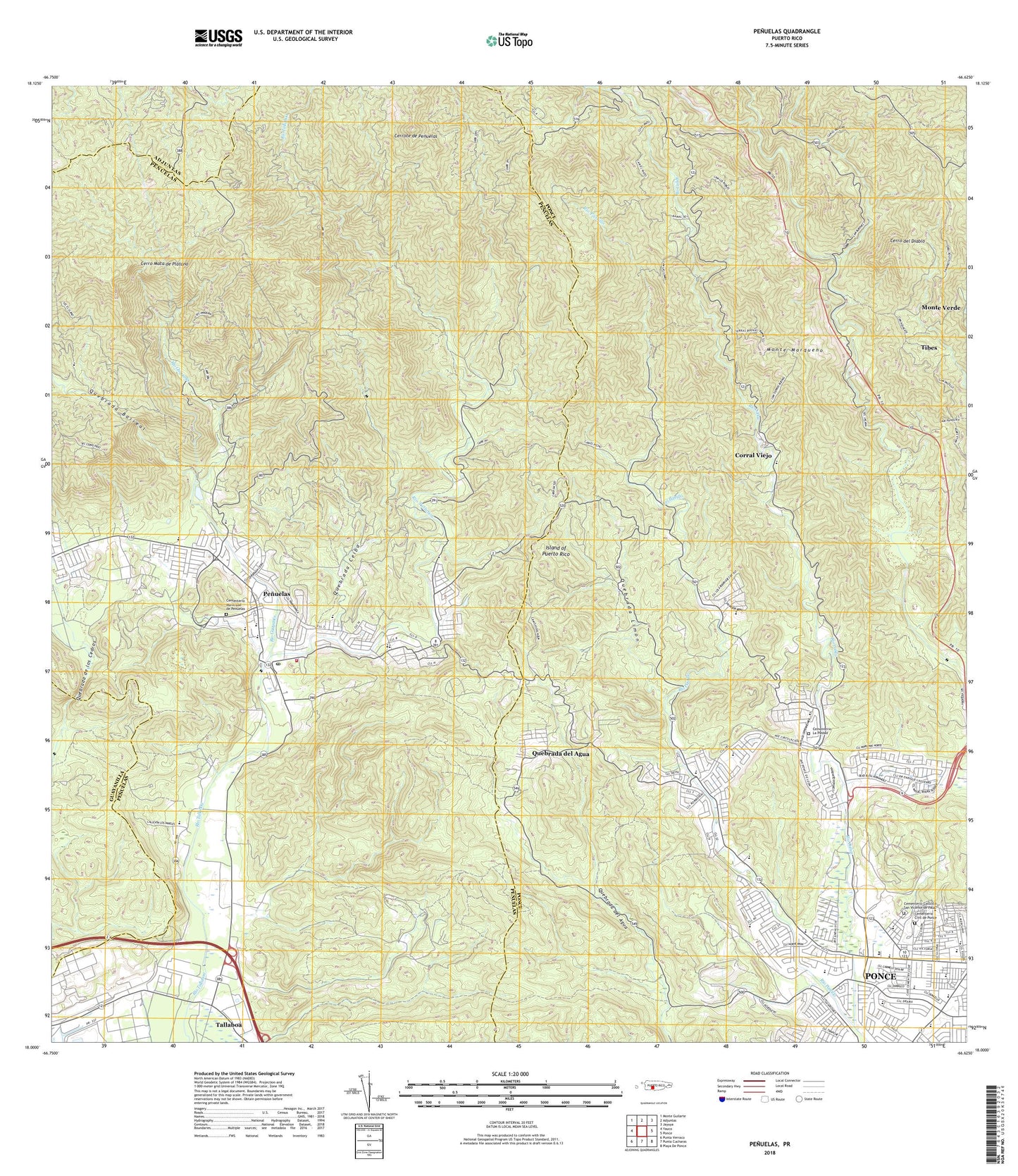 Penuelas Puerto Rico US Topo Map Image