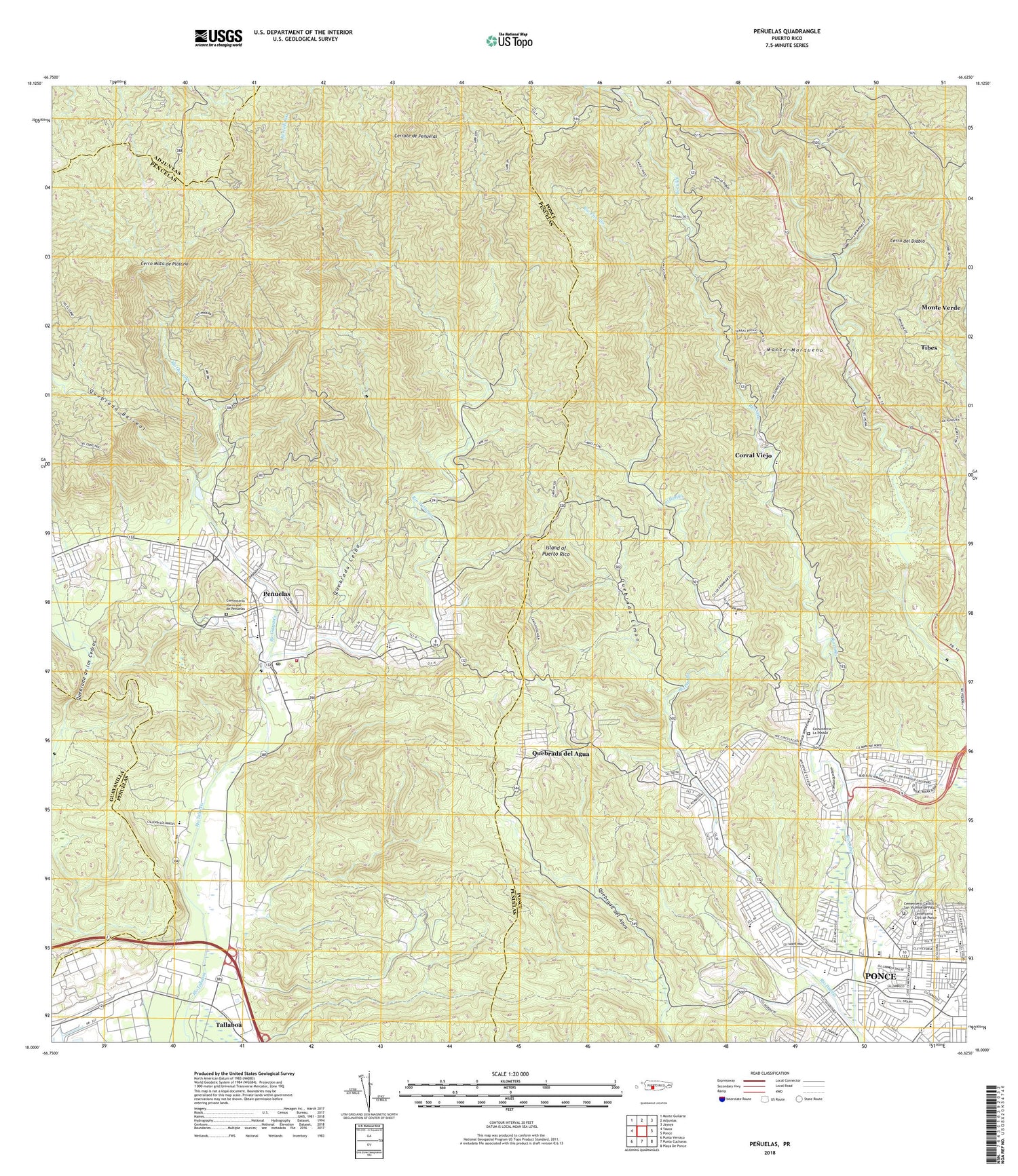 Penuelas Puerto Rico US Topo Map Image