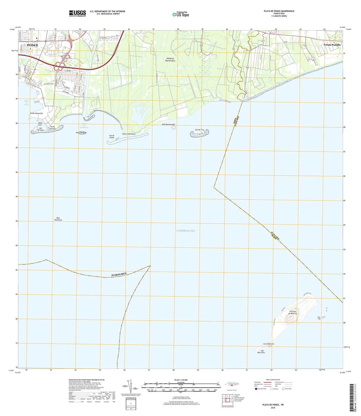 Playa De Ponce Puerto Rico US Topo Map Image