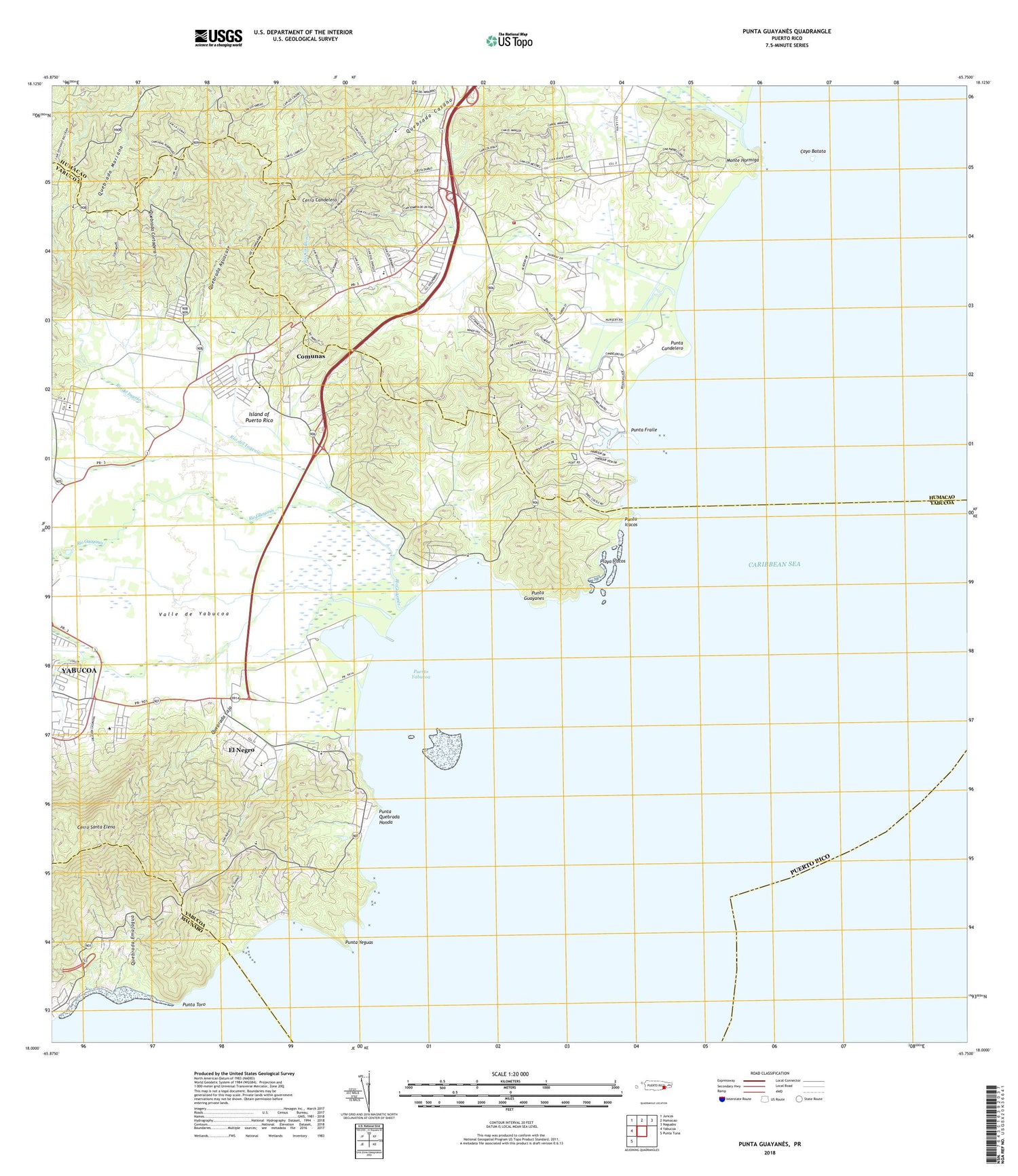 Punta Guayanes Puerto Rico US Topo Map Image