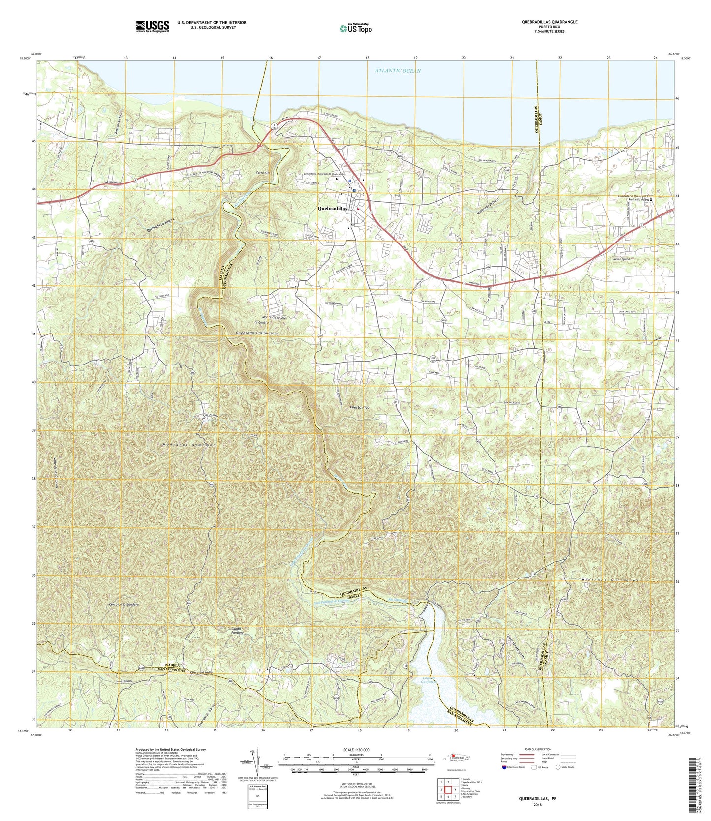 Quebradillas Puerto Rico US Topo Map Image