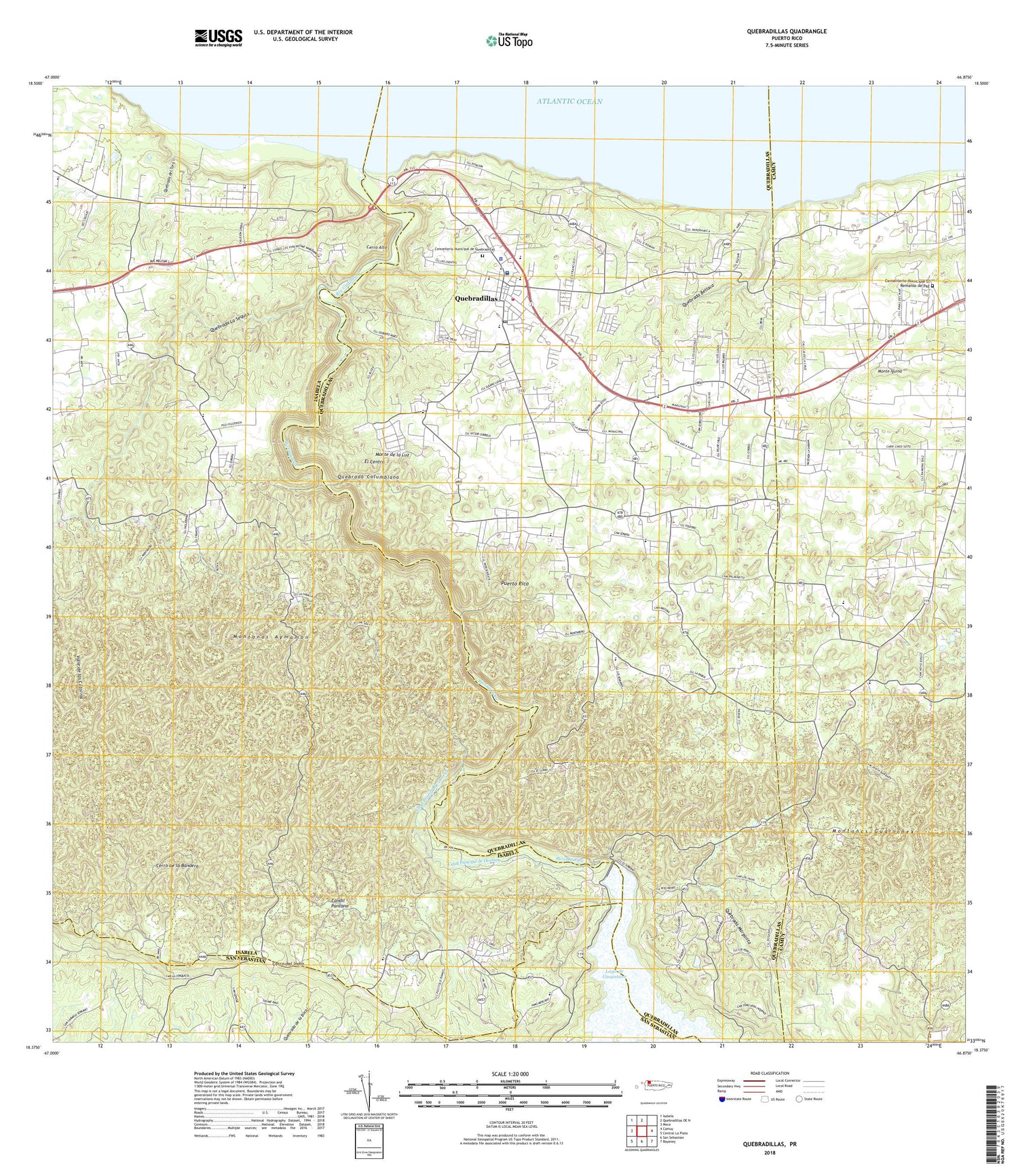Quebradillas Puerto Rico US Topo Map Image