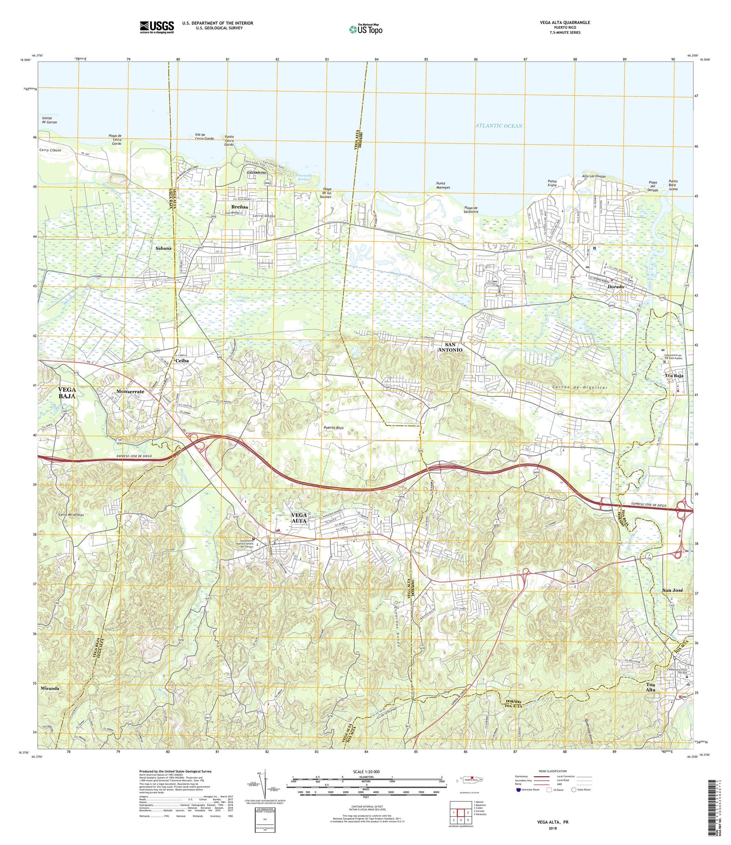 Vega Alta Puerto Rico US Topo Map Image