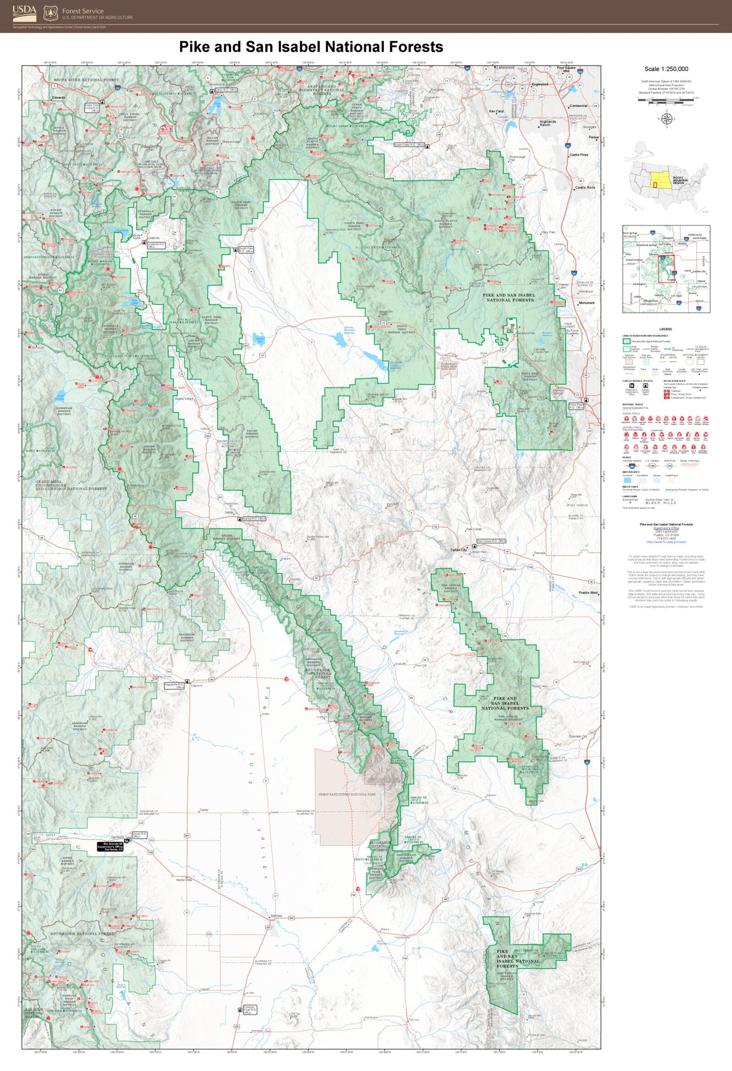 Pike and San Isabel National Forests Map