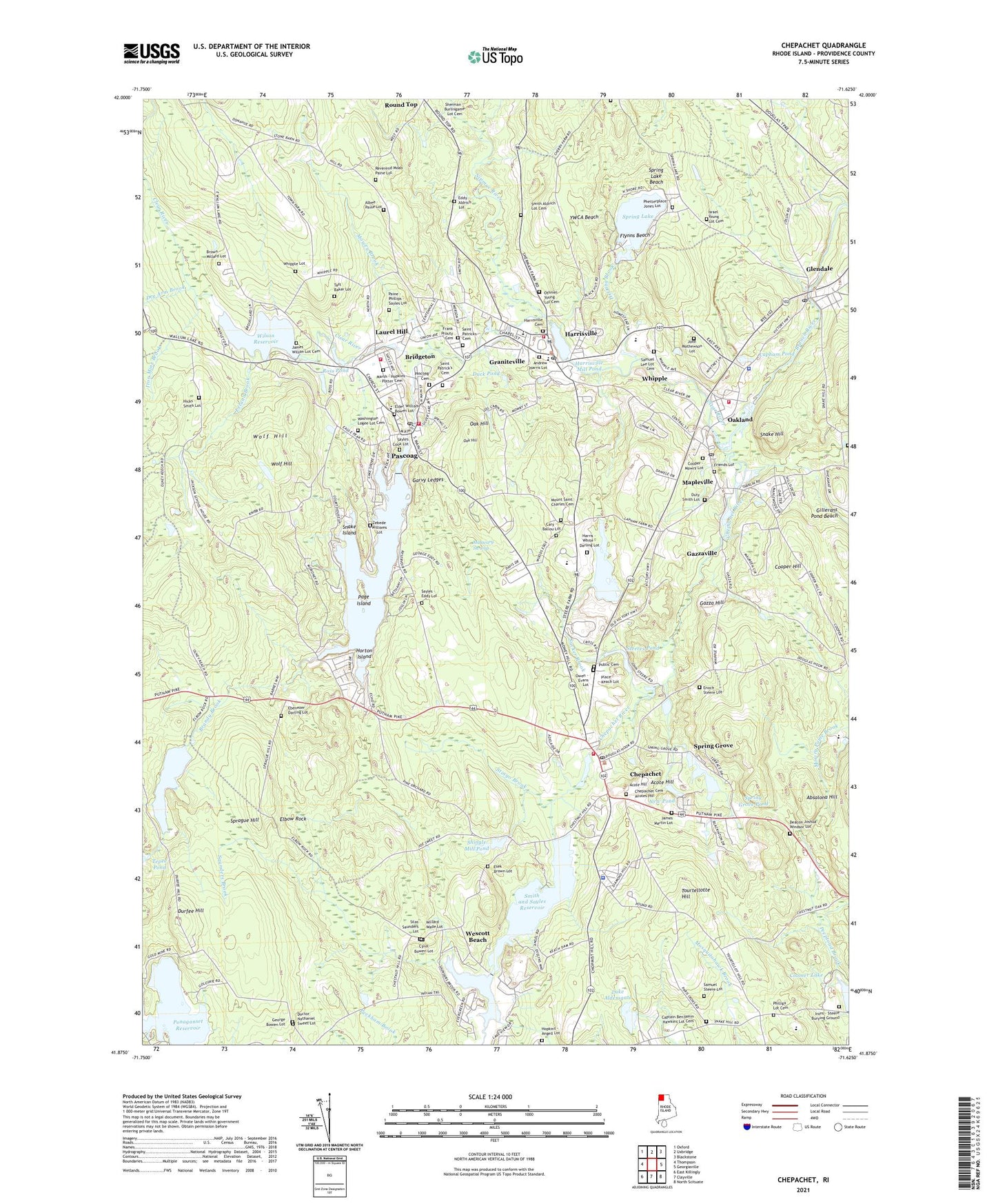 Chepachet Rhode Island US Topo Map Image