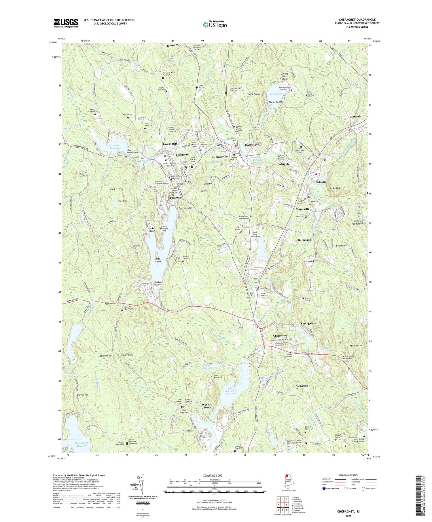 Chepachet Rhode Island US Topo Map Image