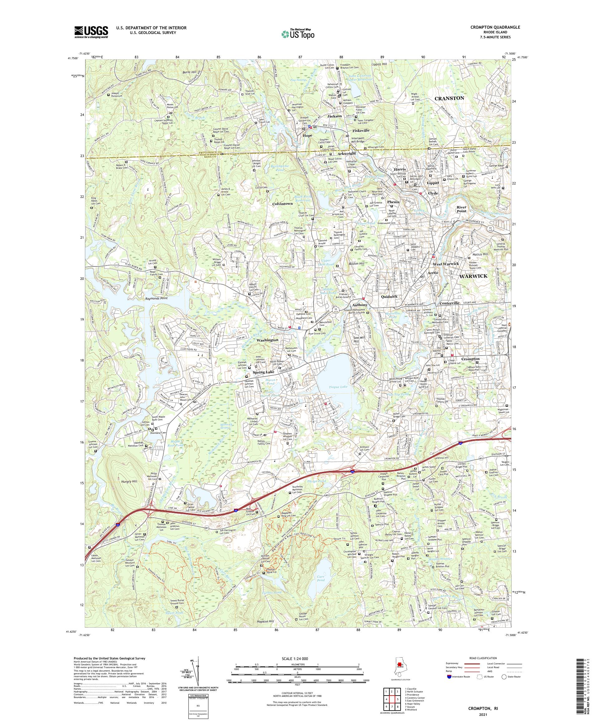 Crompton Rhode Island US Topo Map – MyTopo Map Store