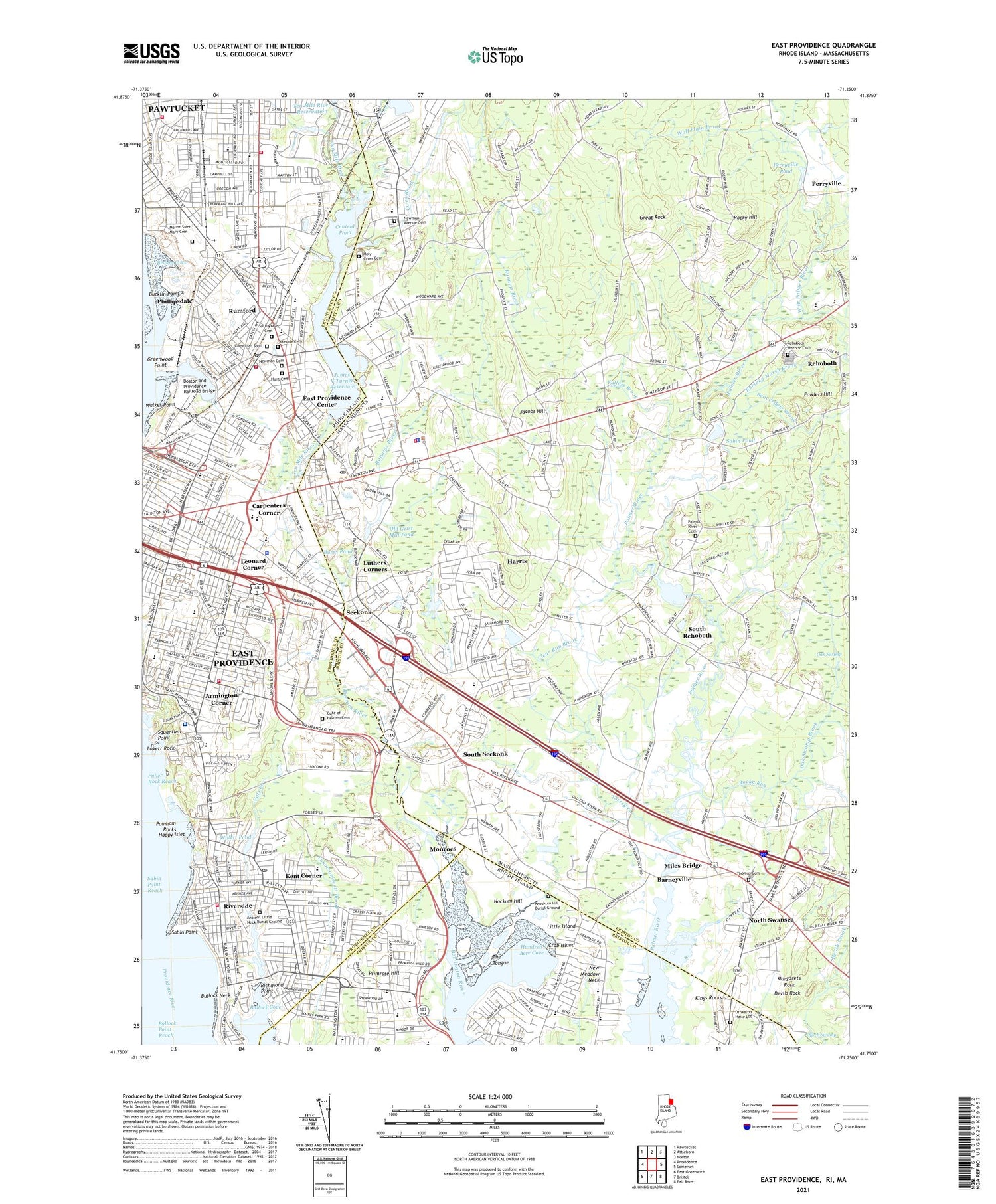 East Providence Rhode Island US Topo Map Image