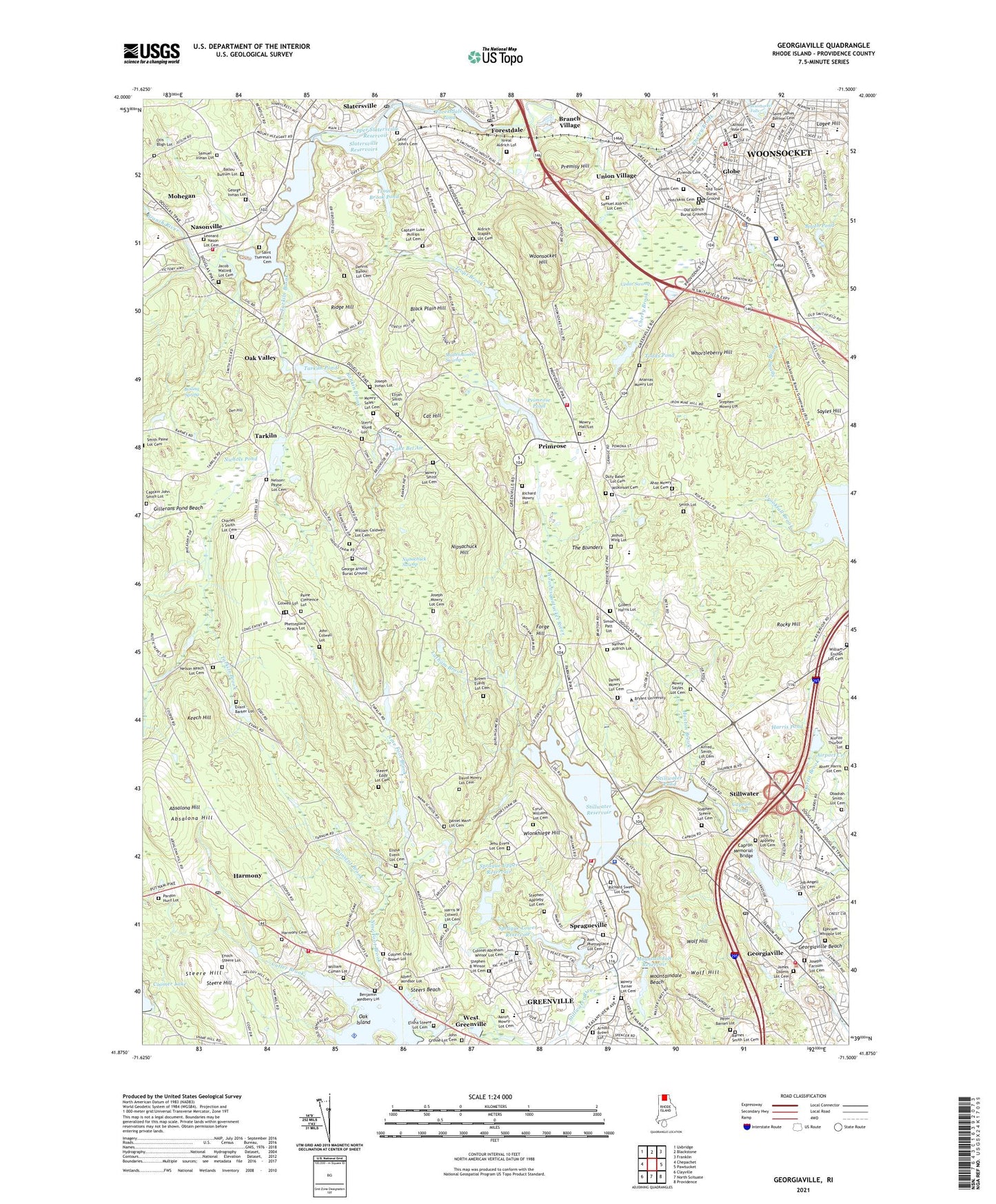 Georgiaville Rhode Island US Topo Map Image