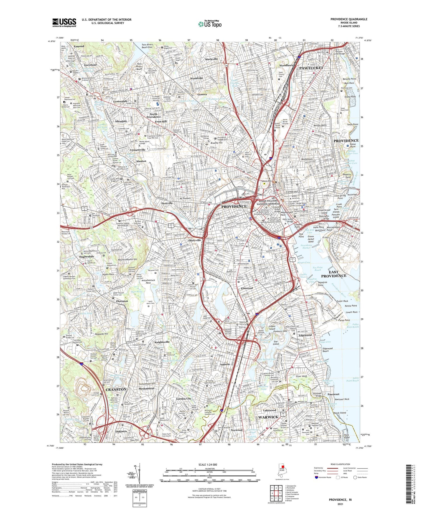 Providence Rhode Island US Topo Map Image
