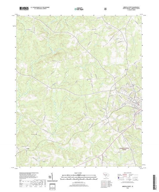 Abbeville West South Carolina US Topo Map Image