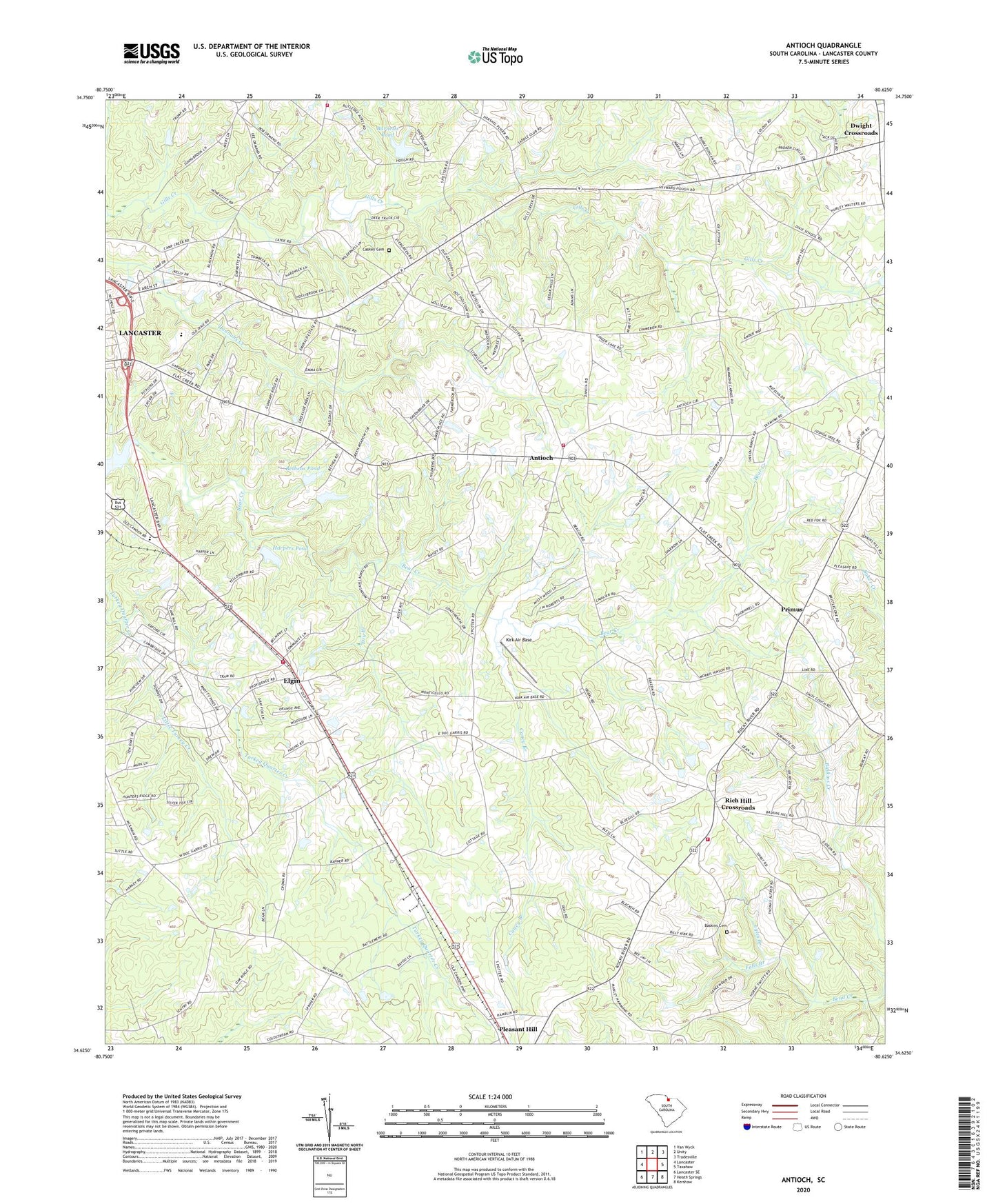 Antioch South Carolina US Topo Map Image