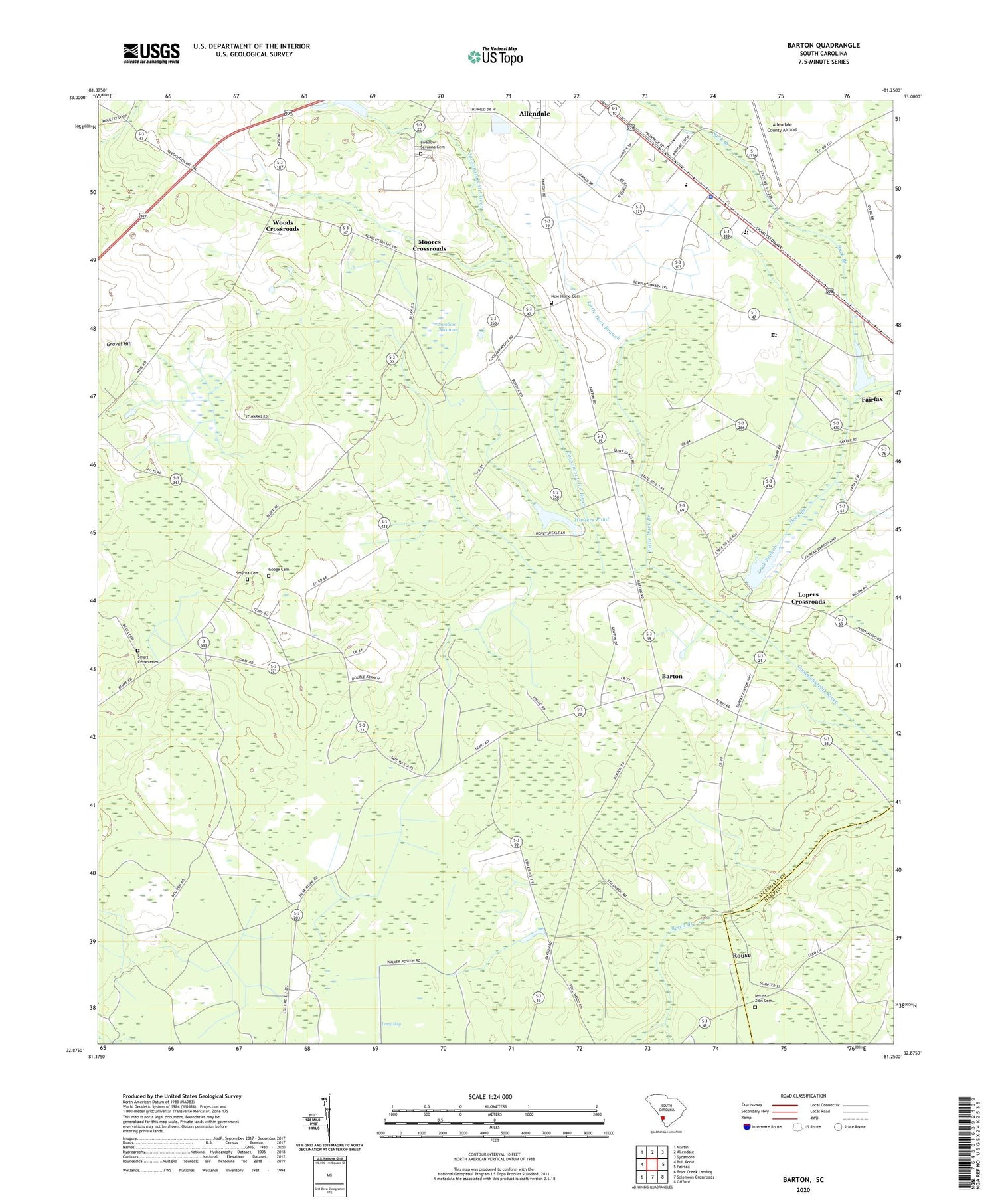 Barton South Carolina US Topo Map Image