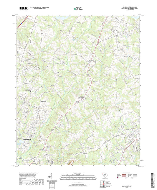 Belton West South Carolina US Topo Map Image