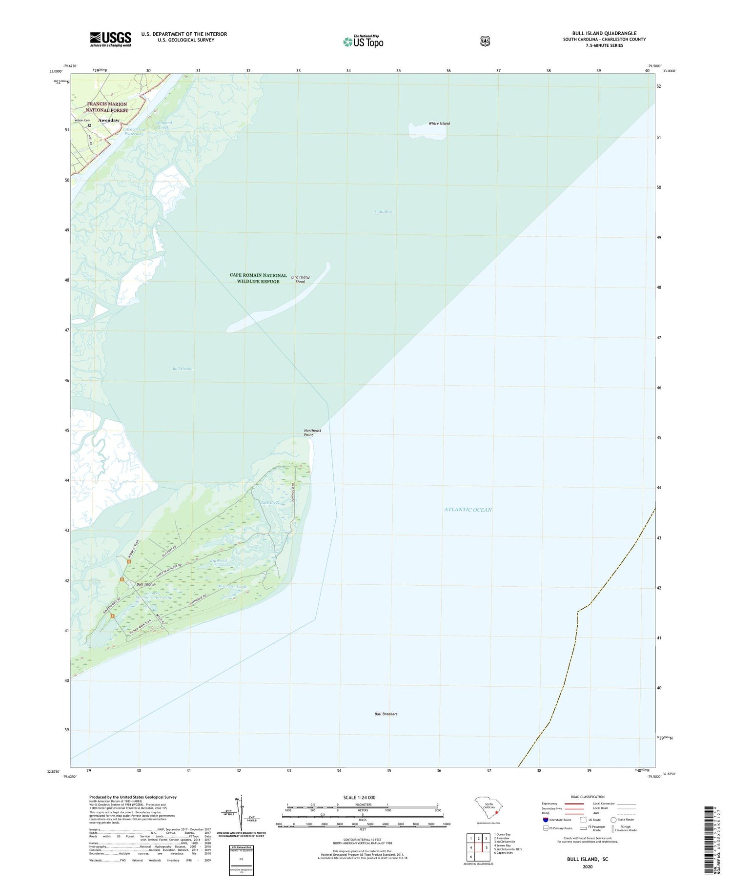 Bull Island South Carolina US Topo Map Image