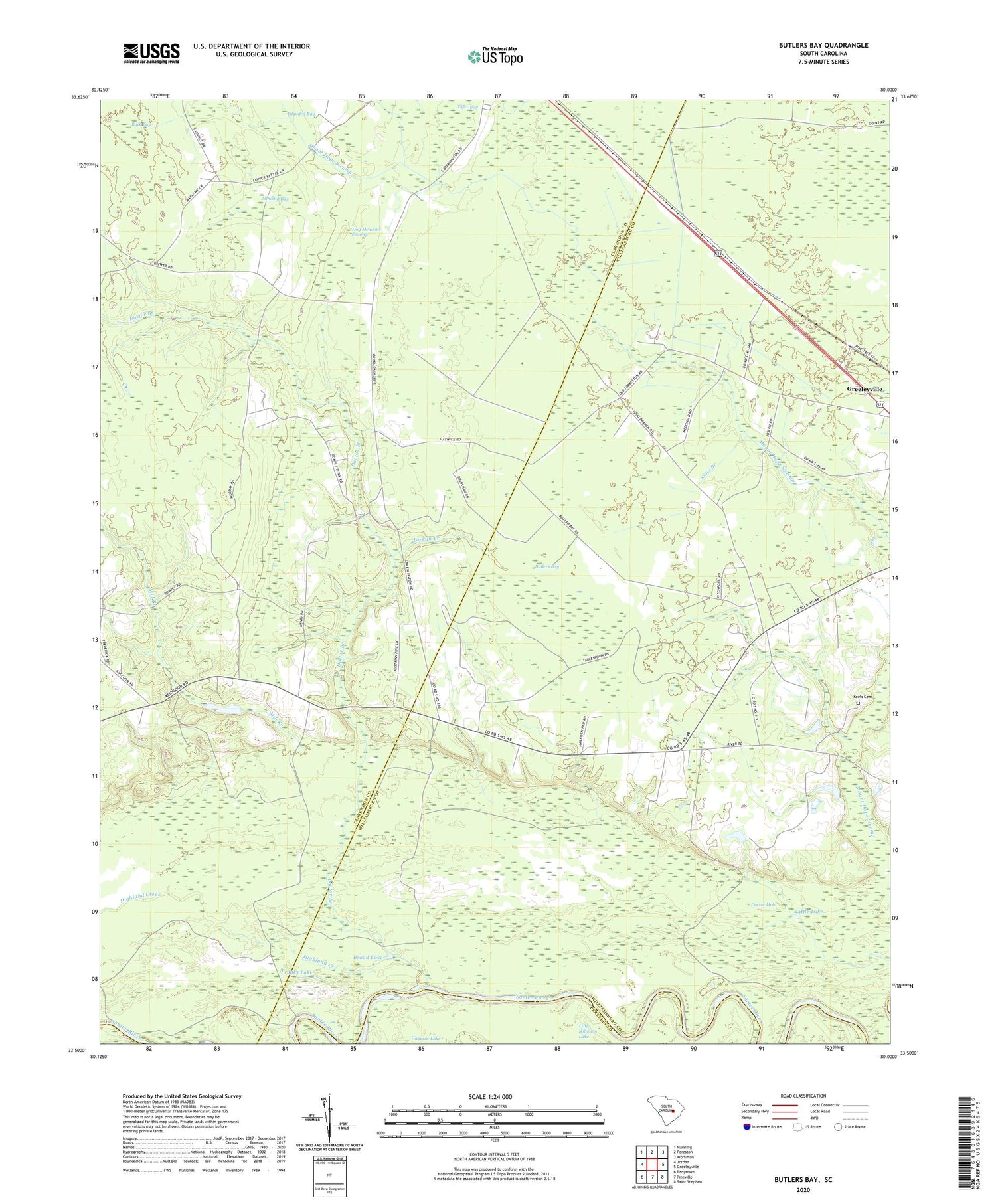 Butlers Bay South Carolina US Topo Map Image
