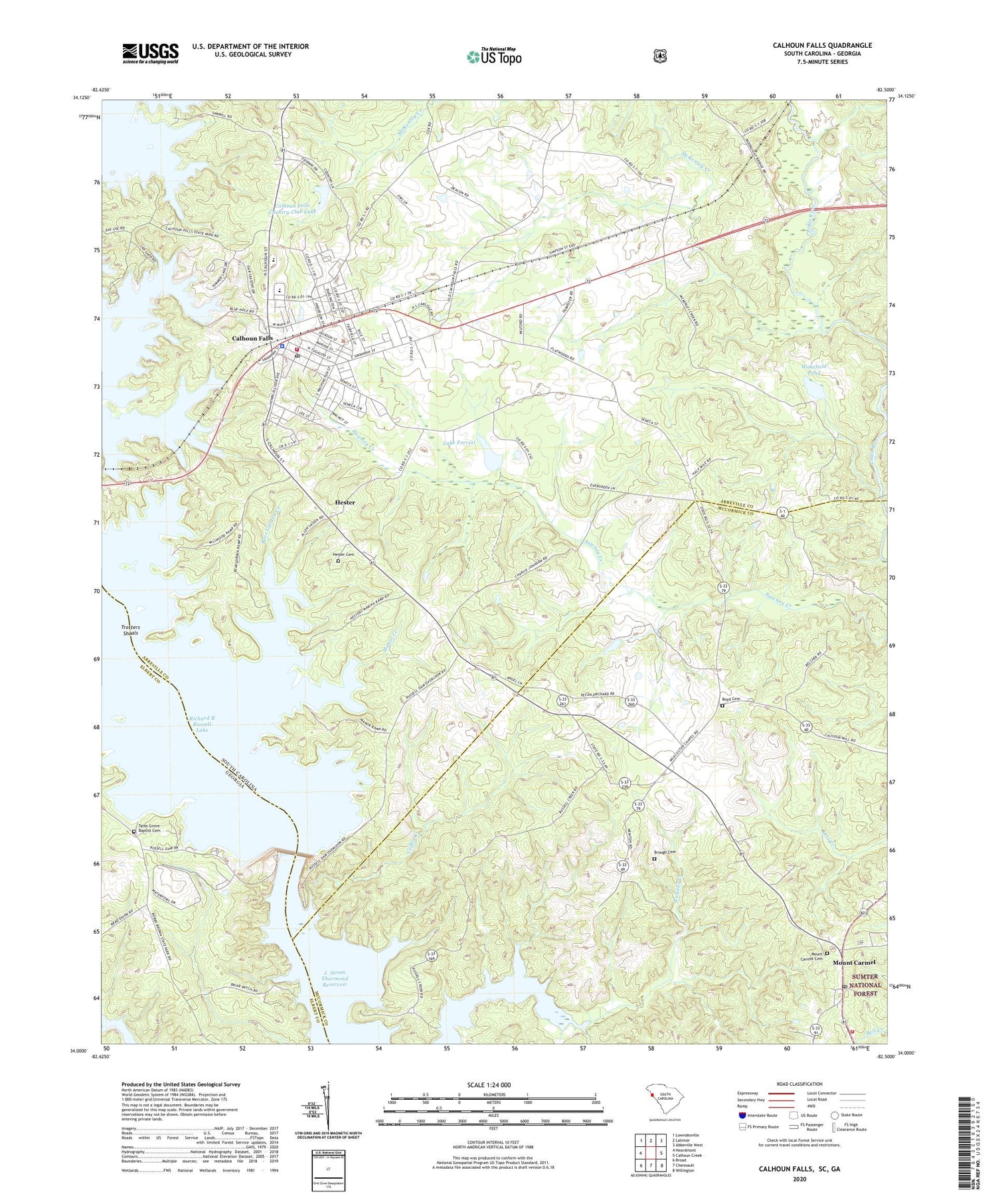 Calhoun Falls South Carolina US Topo Map Image