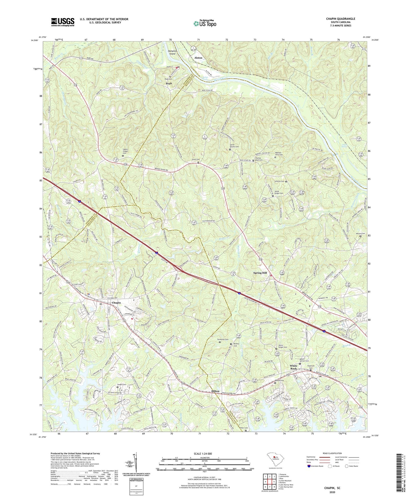 Chapin South Carolina US Topo Map Image
