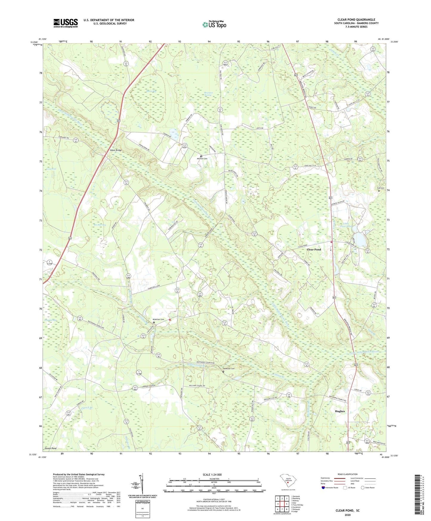 Clear Pond South Carolina US Topo Map Image