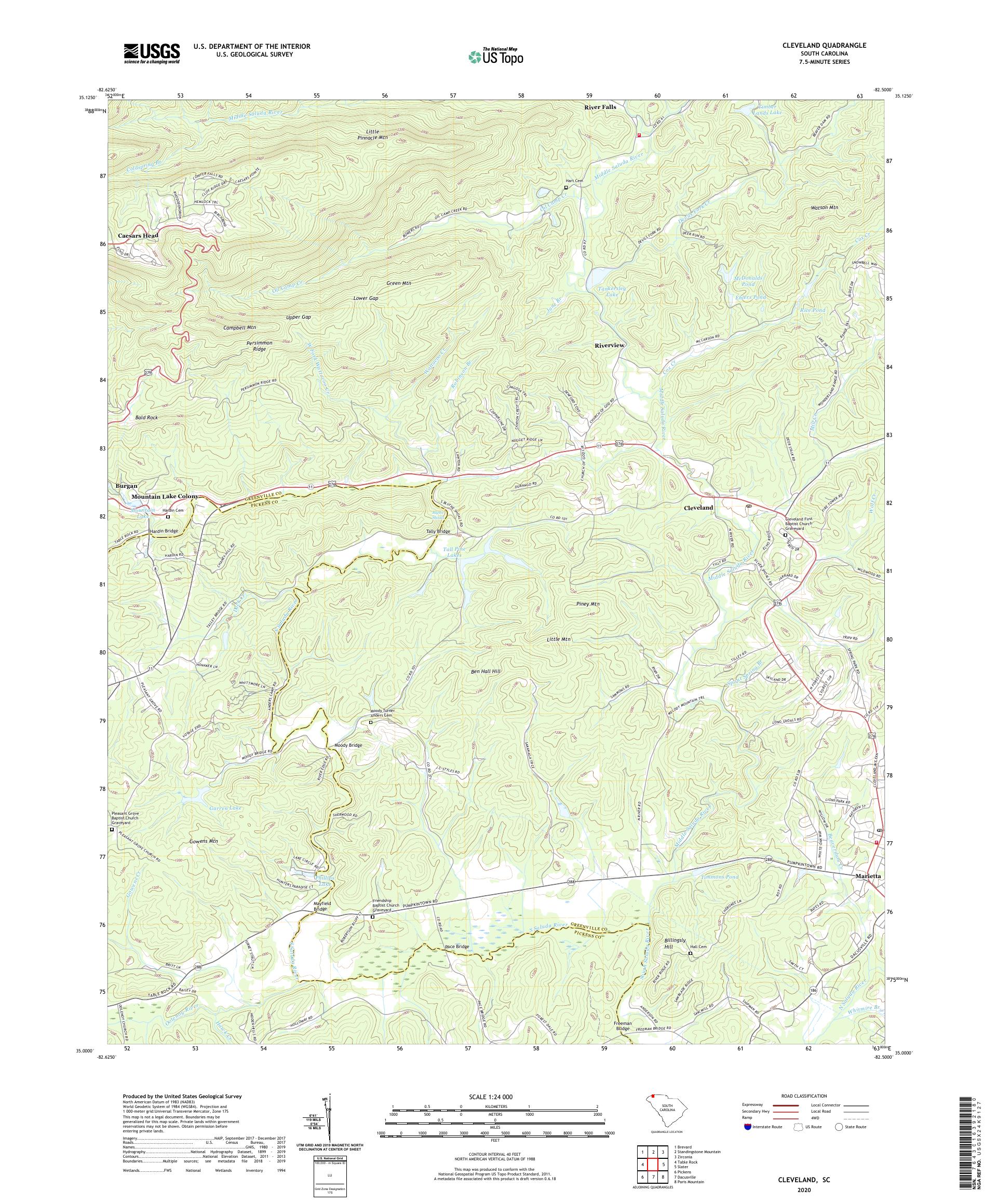 Cleveland South Carolina US Topo Map – MyTopo Map Store