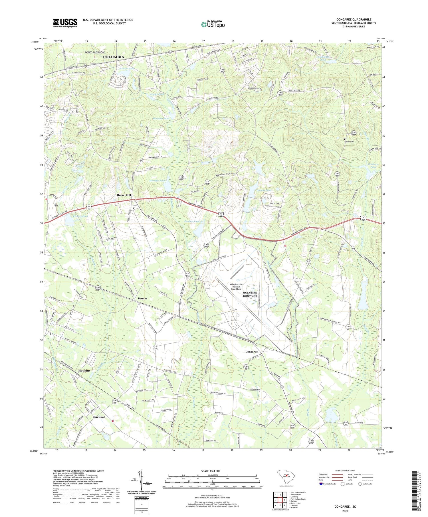 Congaree South Carolina US Topo Map Image