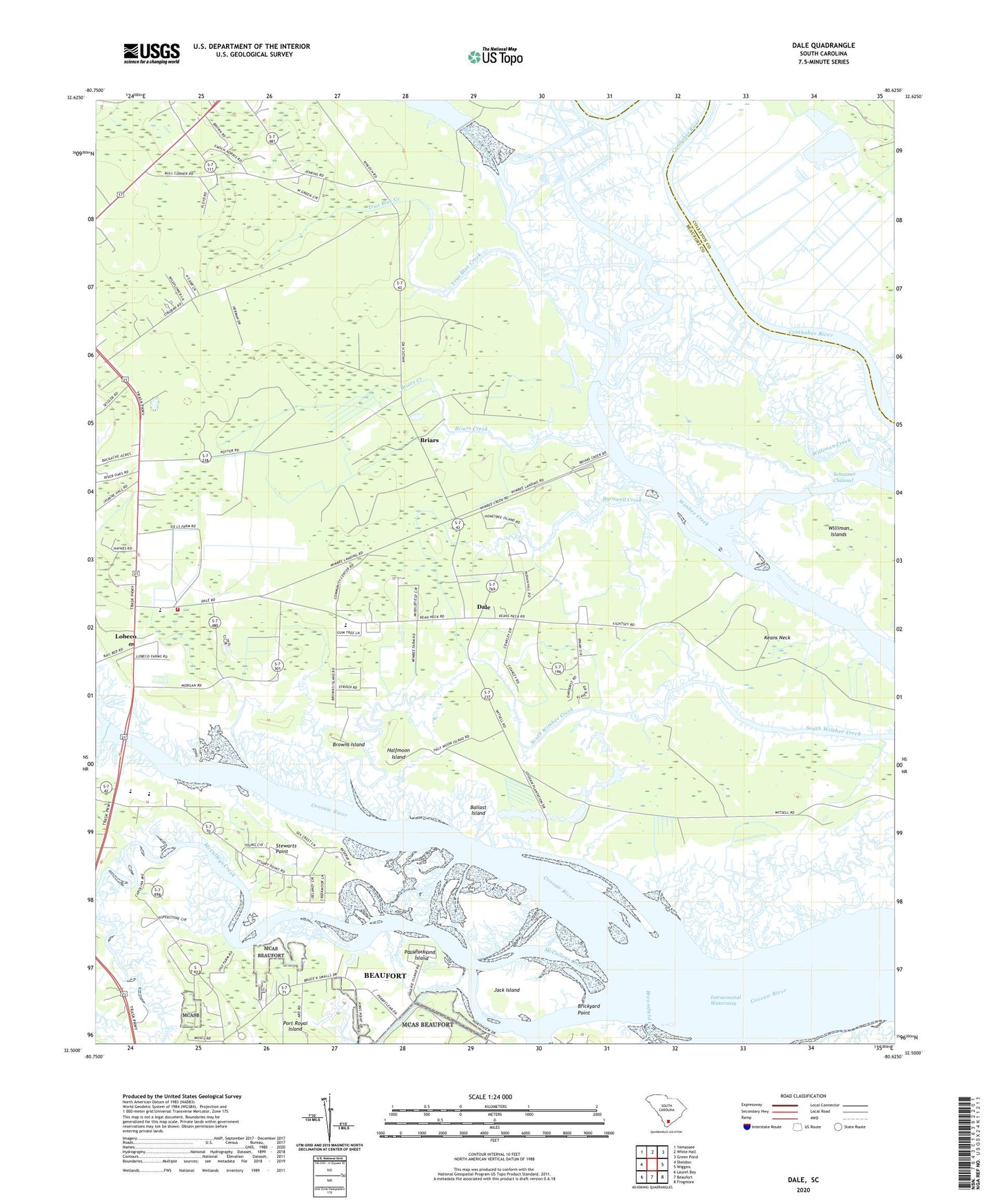 Dale South Carolina US Topo Map Image