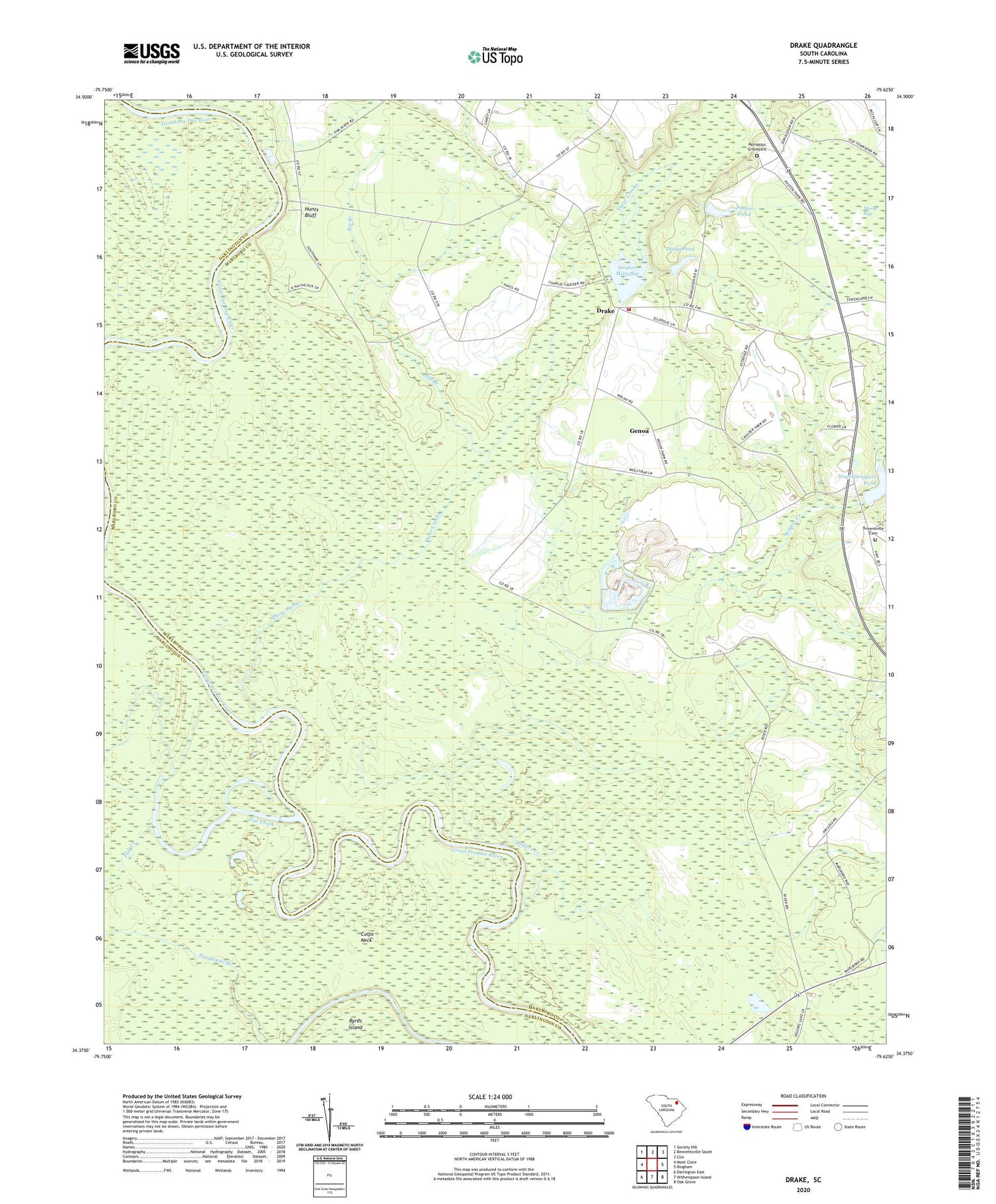 Drake South Carolina US Topo Map Image